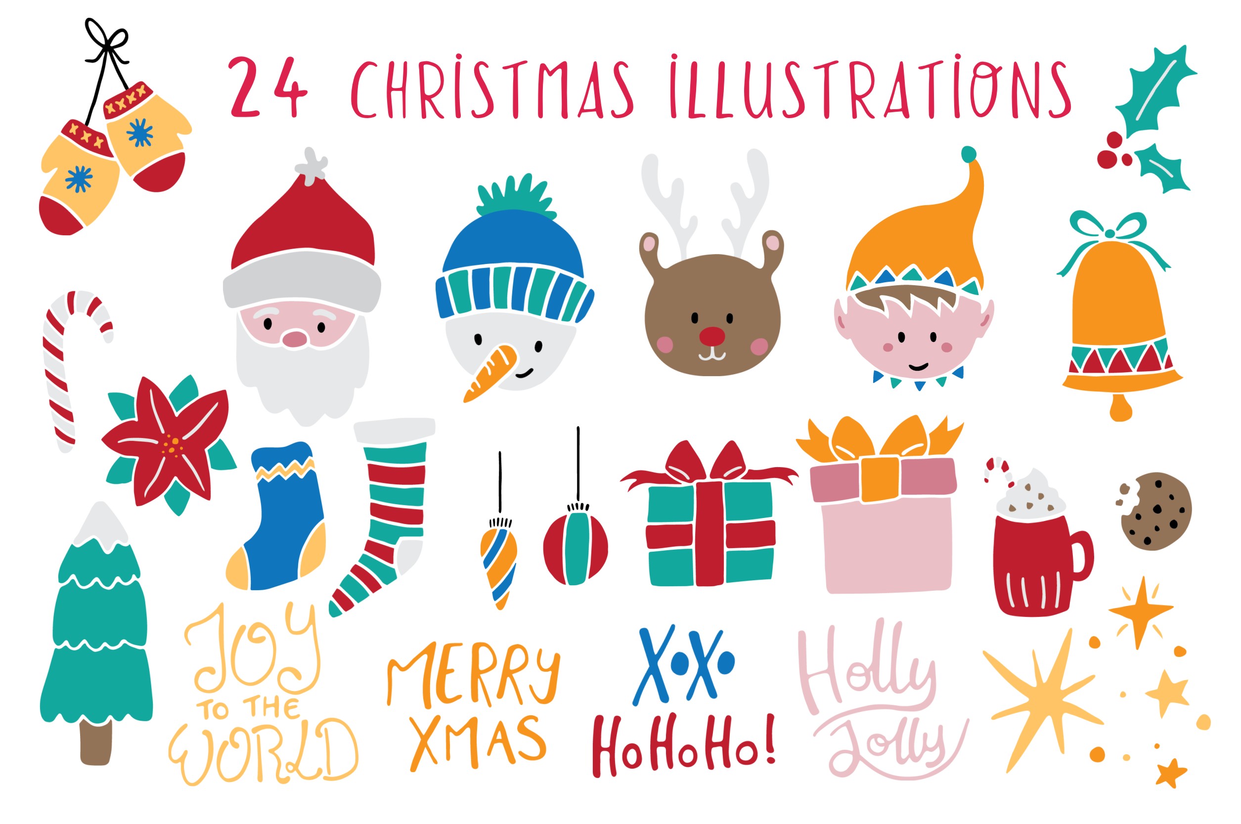 Cute Christmas illustrations, cards & patterns