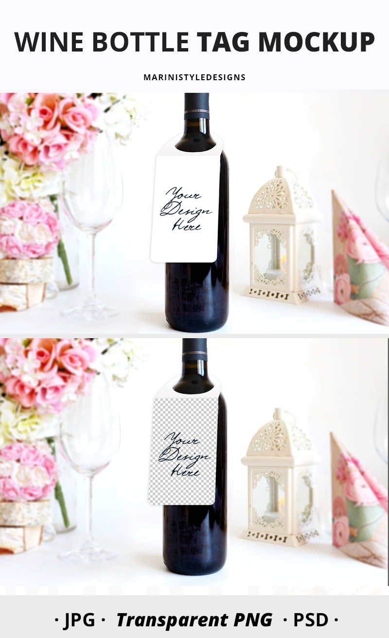 Bottle neck tag mockup, Wine Label mockup, Gift Tag, 1091