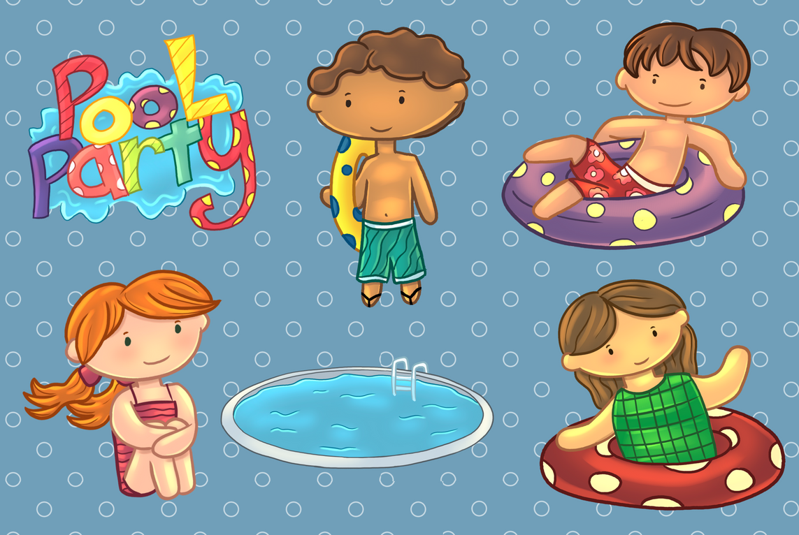 Pool Party Summer Fun Clip Art Collection (88945) | Illustrations