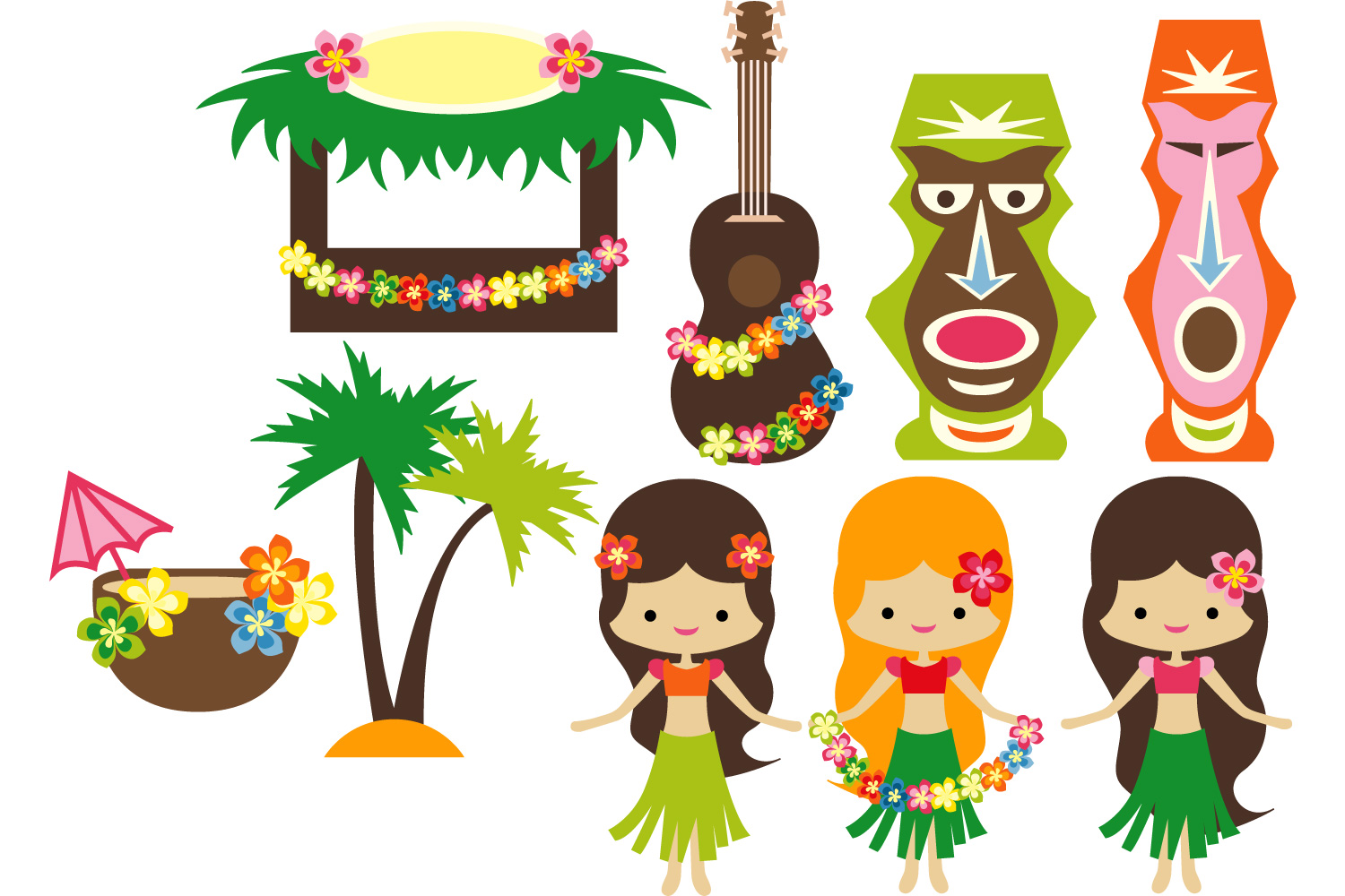 Hawaii luau party graphics / Hawaiian g | Design Bundles