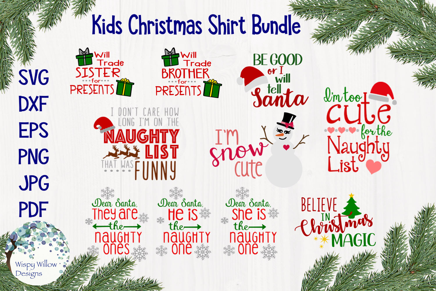 Kids Christmas Shirt Bundle | Funny Christmas SVG Cut Files (146586