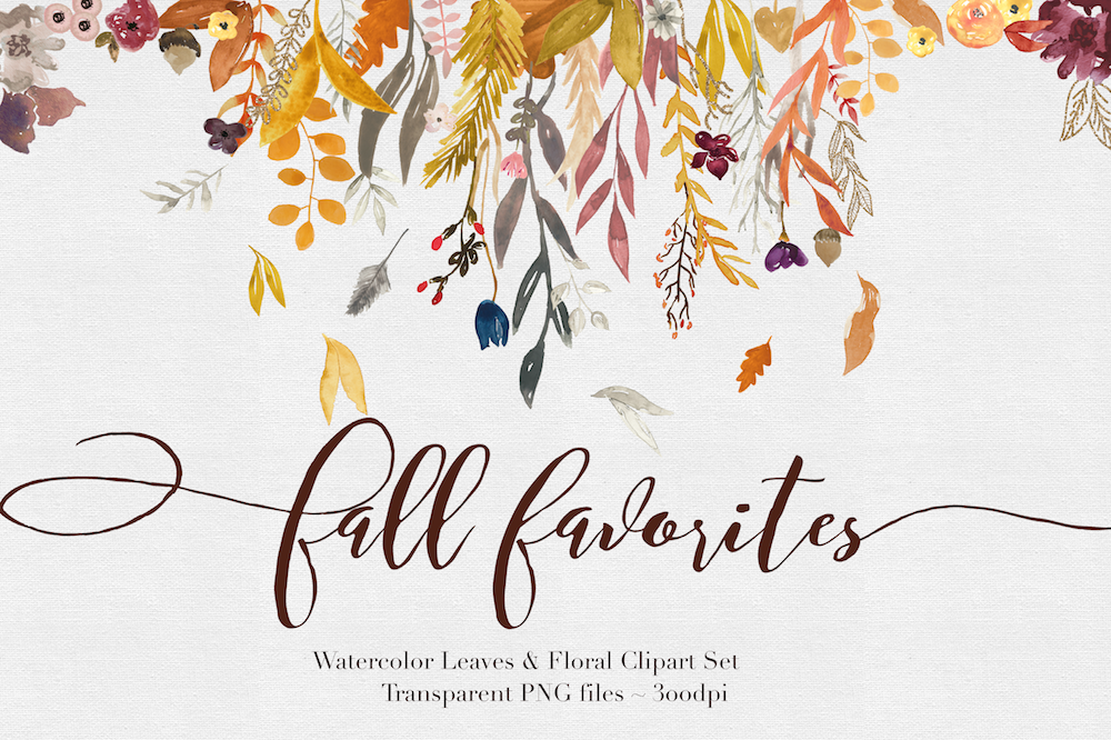 Fall Watercolor Clipart (8392) | Illustrations | Design ...