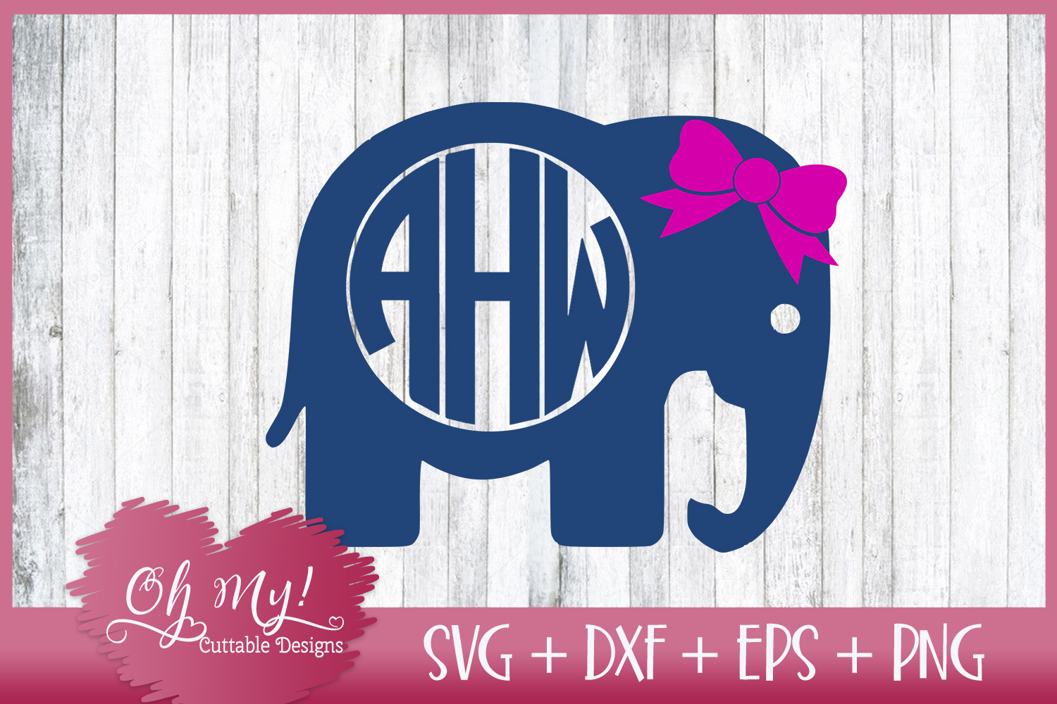 Download Elephant Monogram Frame - SVG DXF EPS PNG Cut File (310221 ...