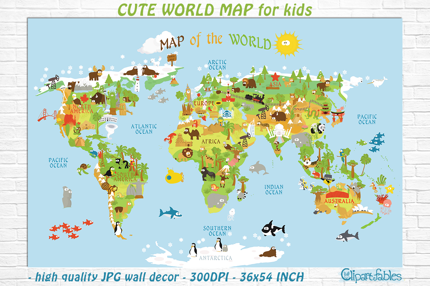 cute printable world map for kids gender neutral room