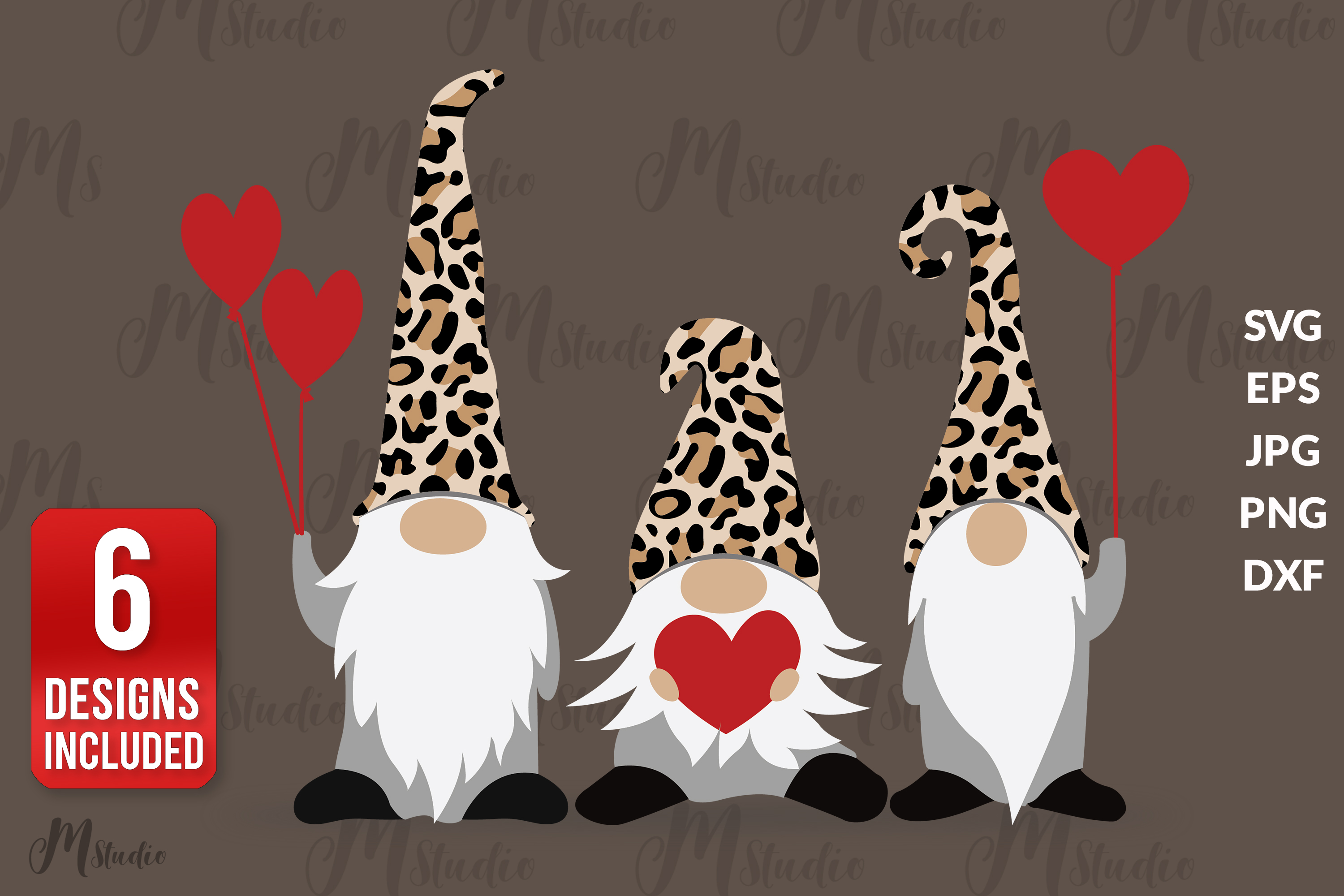 Valentine Gnomes cheetah Svg. (426201) | Cut Files | Design Bundles
