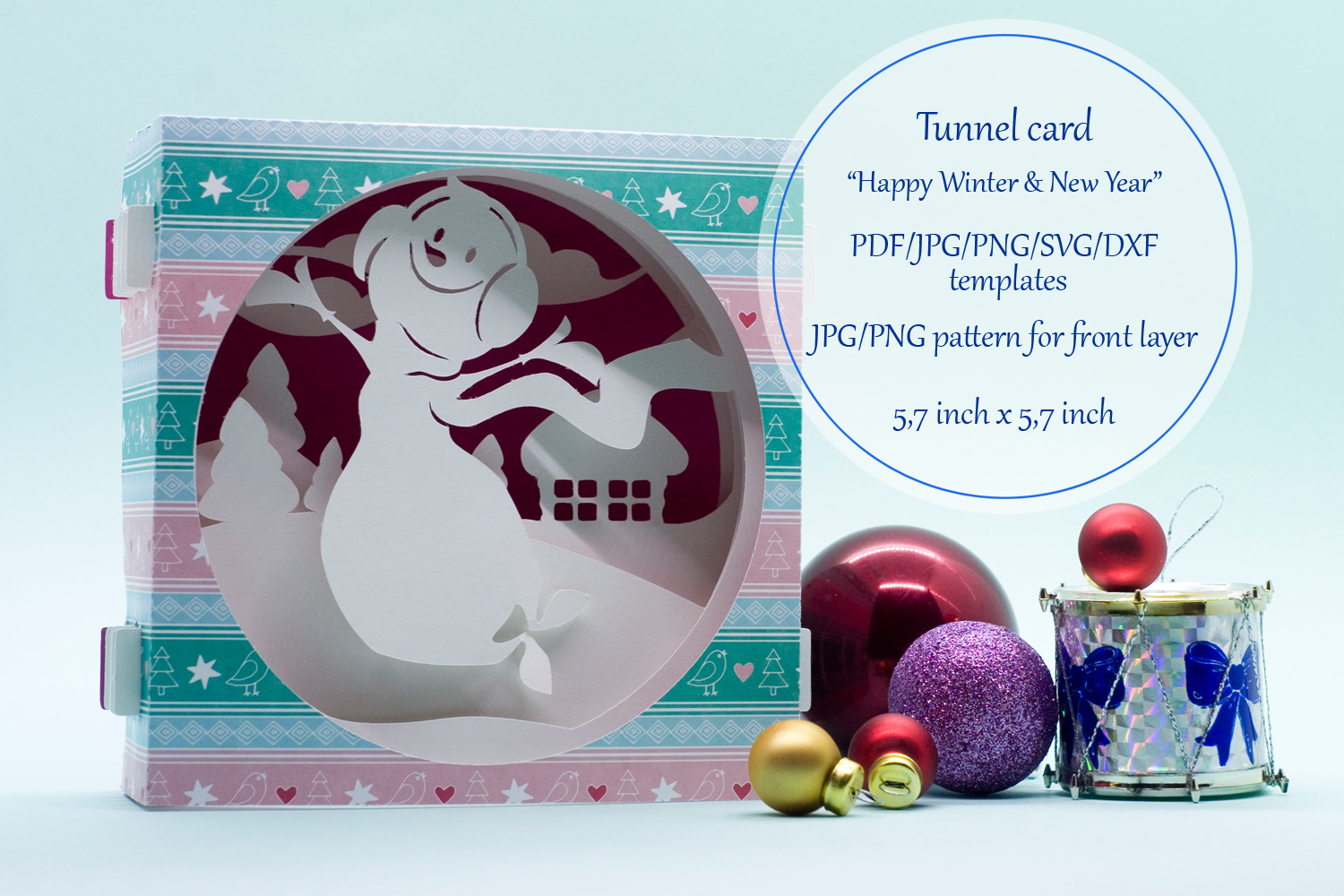 Tunnel Card Merry Christmas Multiple Machine Formats 47623 Paper Cutting Design Bundles