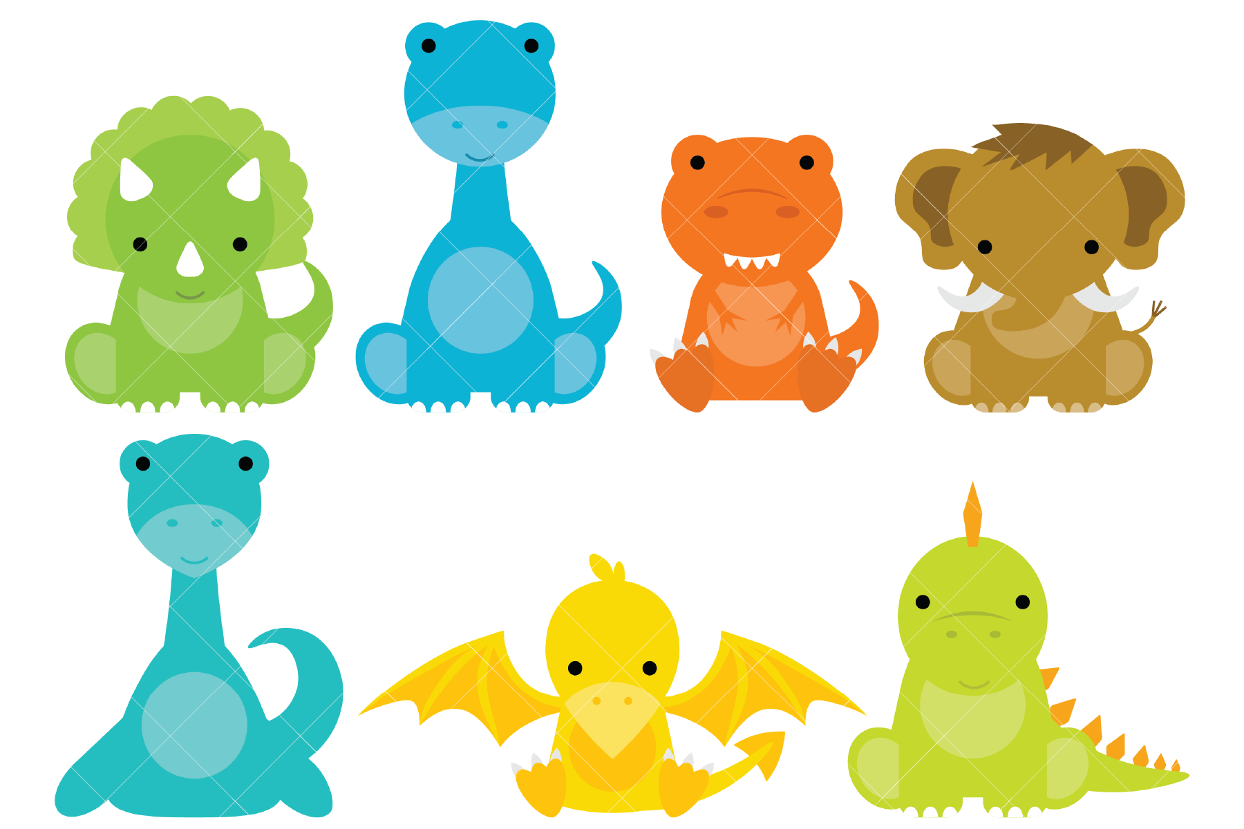 Baby Dinosaur Clip Art (385399) | Illustrations | Design Bundles