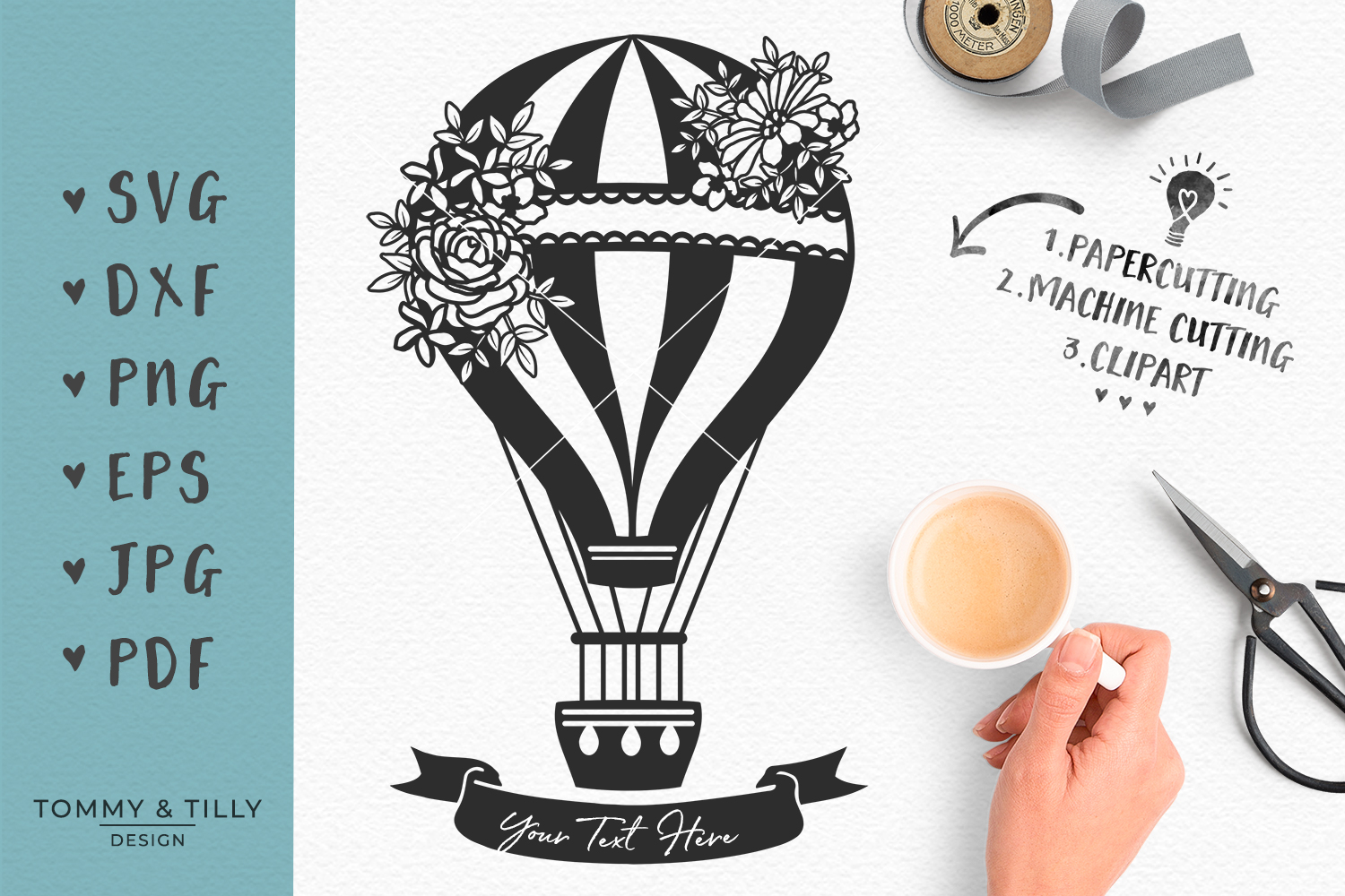 Download Wedding Hot Air Balloon SVG EPS DXF PNG PDF JPG Cutting File