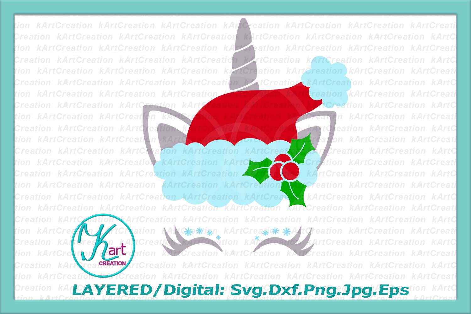 Download Christmas unicorn in Santa Hat eyelashes svg dxf png files ...