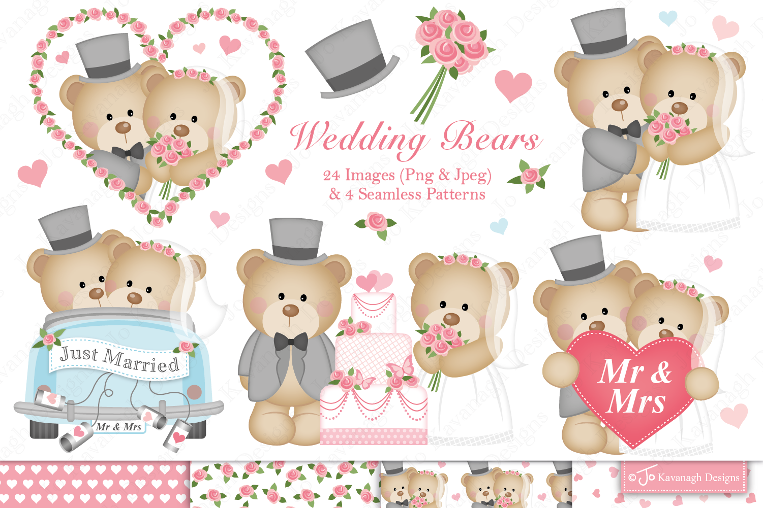 Wedding bears clipart -C34 (261779) | Illustrations | Design Bundles