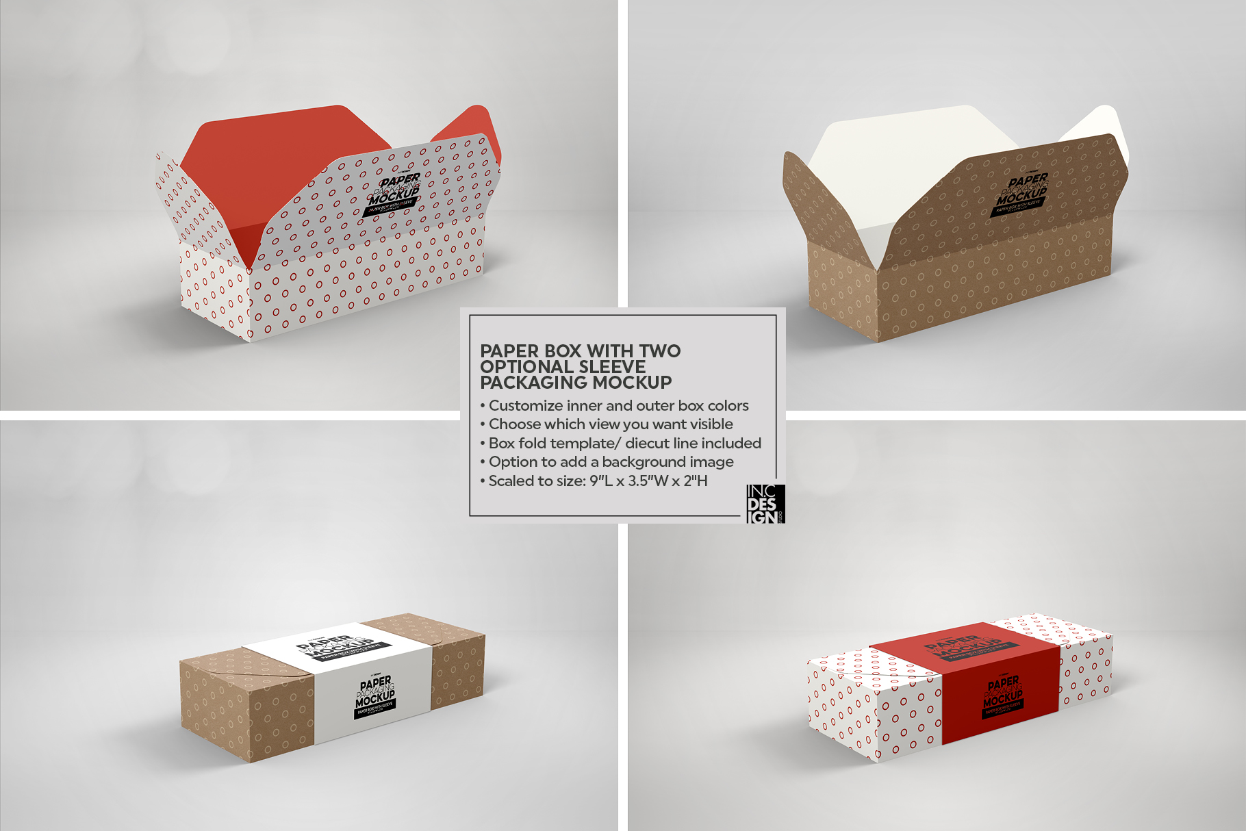 Paper Boxes with Optional Sleeve Packaging Mockup (352200) Branding