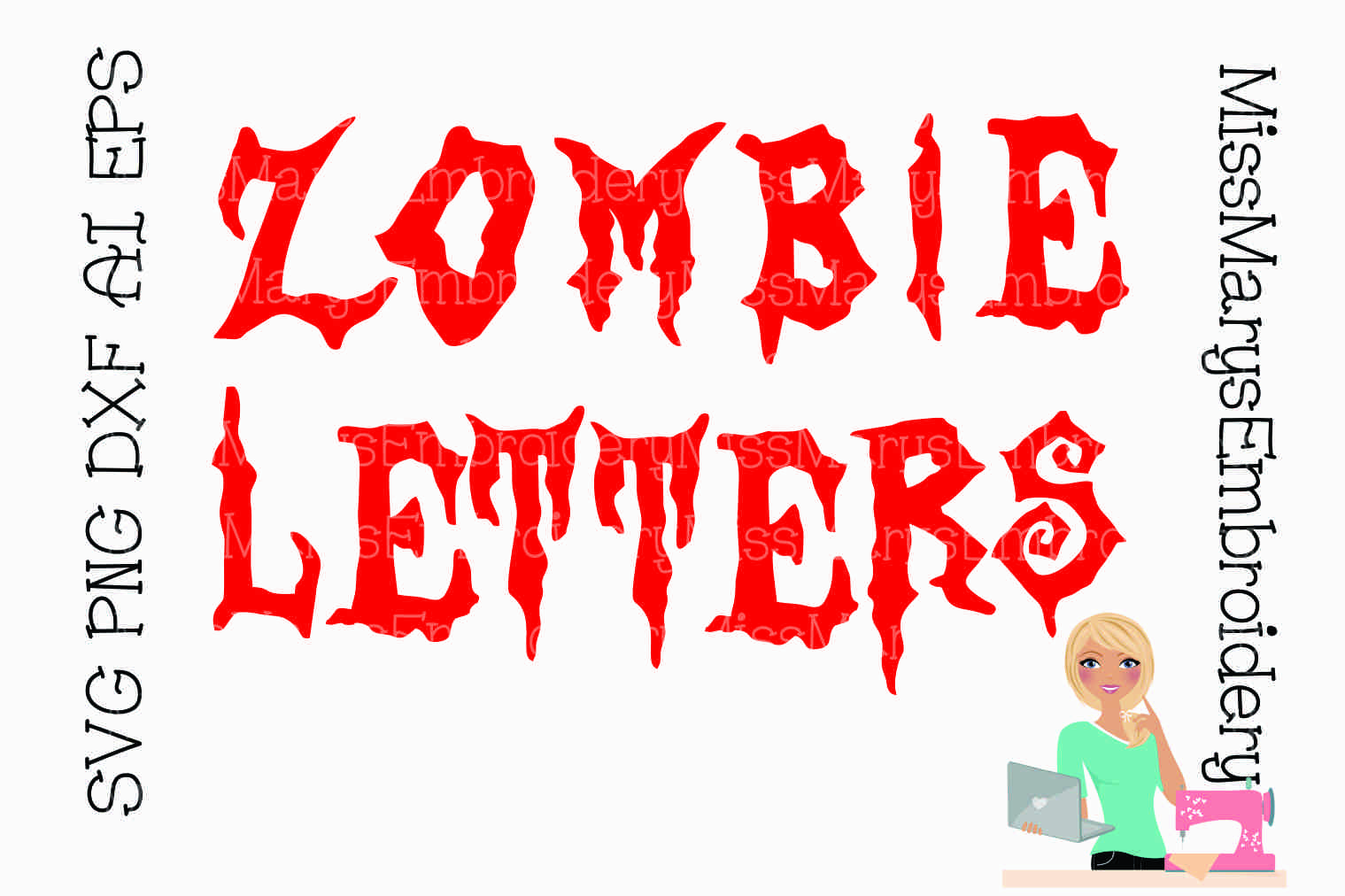 Zombie Letters SVG Cutting File PNG DXF AI EPS (129157) | Hand Lettered