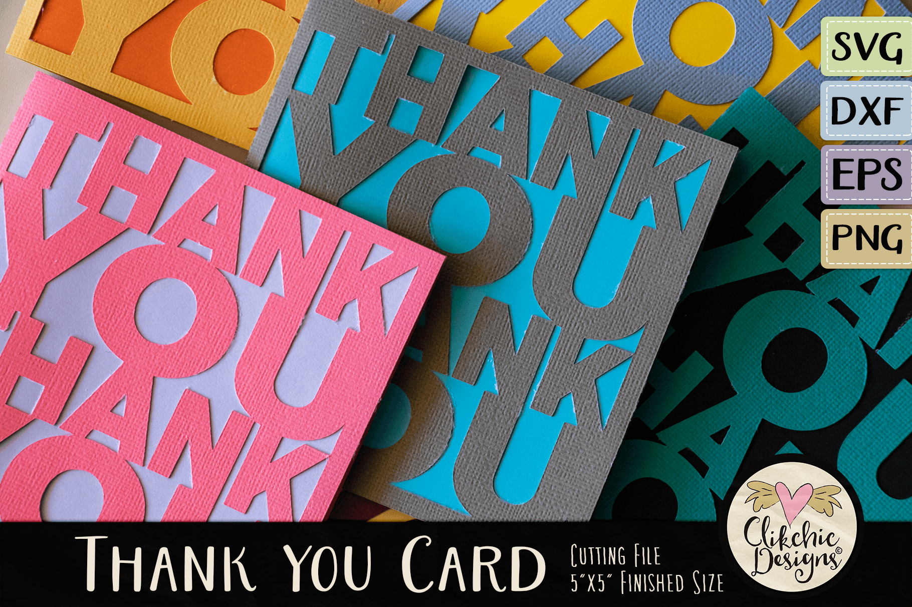 Download Thank You Card SVG - Thanks Card Cutting File, DXF, PNG, EPS