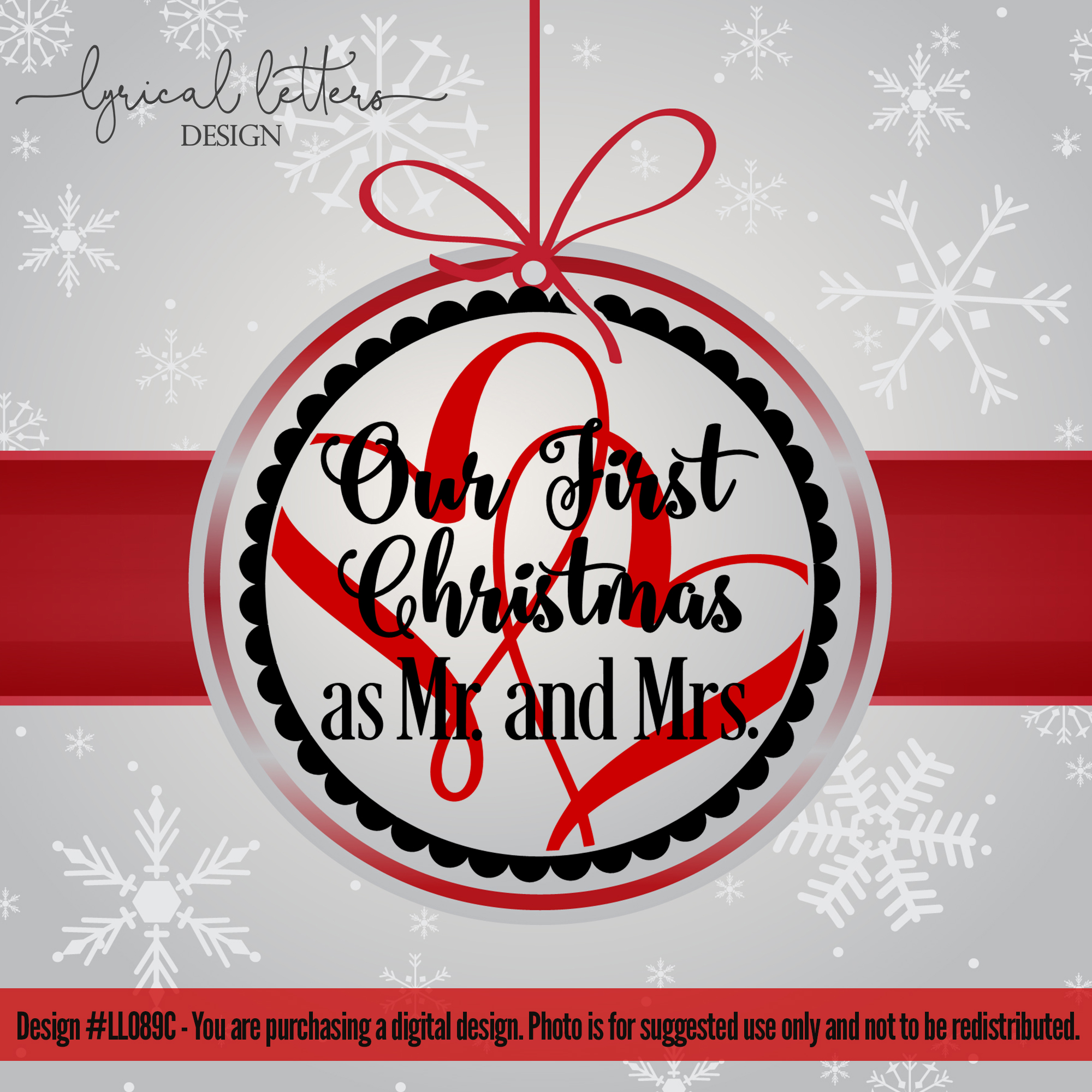 Download Our First Christmas Mr and Mrs Ornament SVG Cut File LL089C