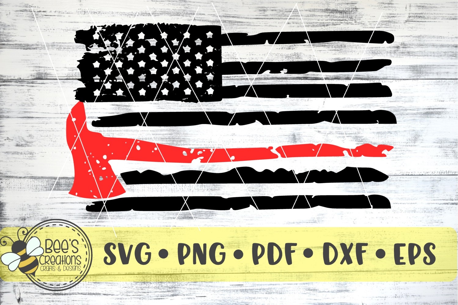 Firefighter Axe Distressed Flag SVG