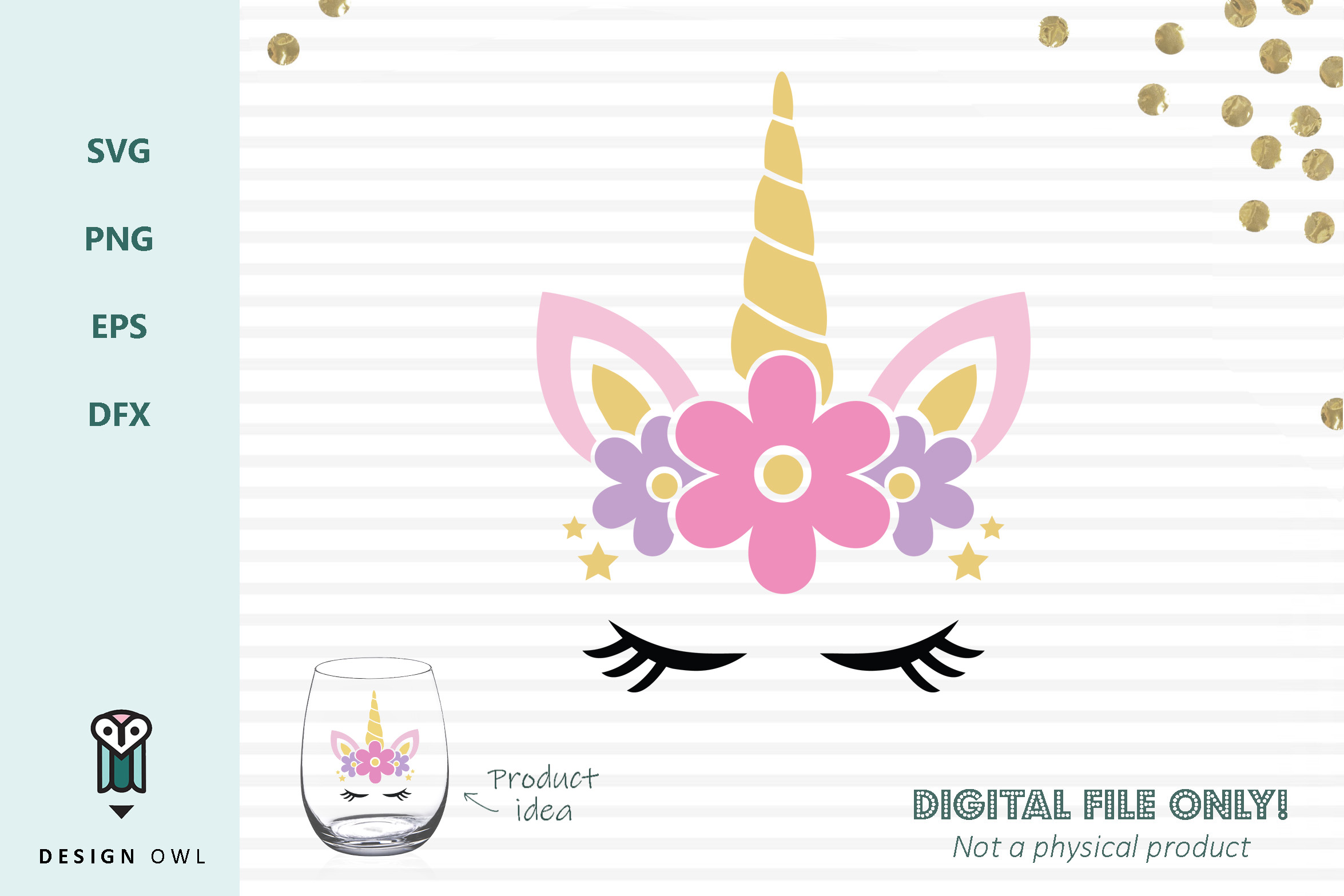 Download Floral unicorn face - SVG cut file