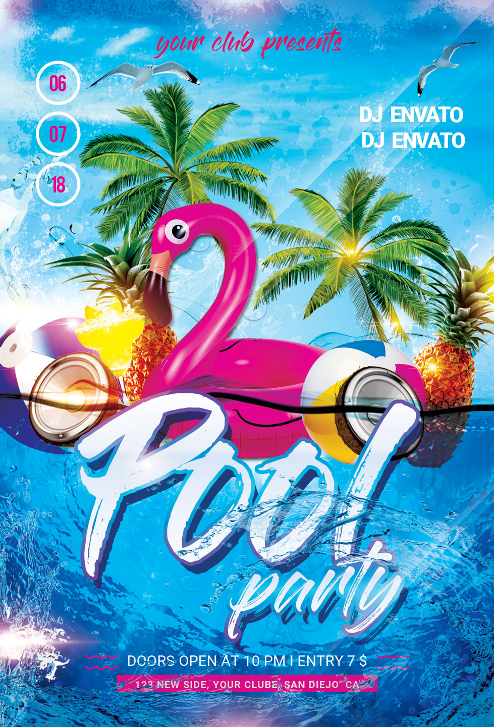 Pool Party Flyer (101832) Flyers Design Bundles