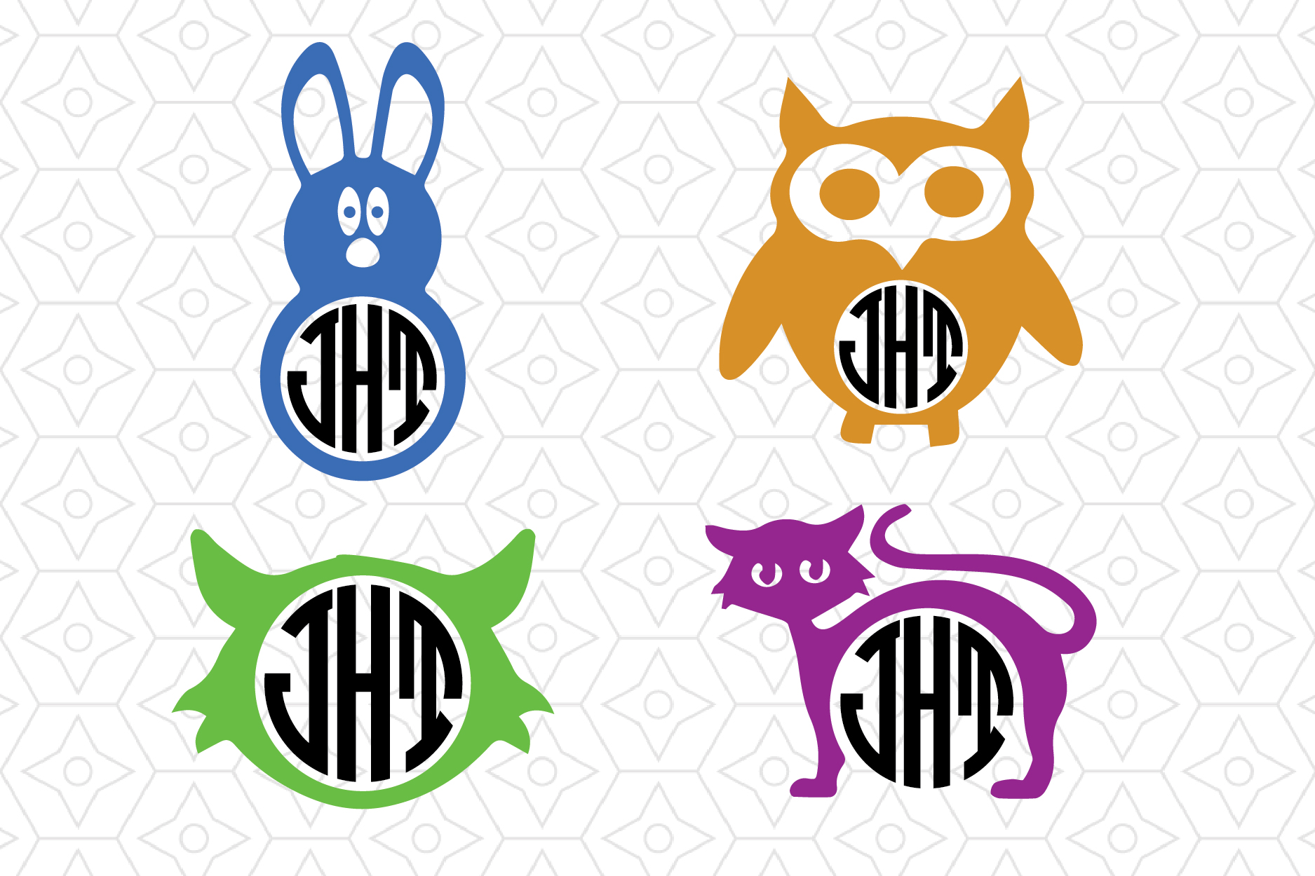 Download Animal Monogram Frame Collection, SVG, DXF and AI Vector files for use with Cricut or Silhouette ...