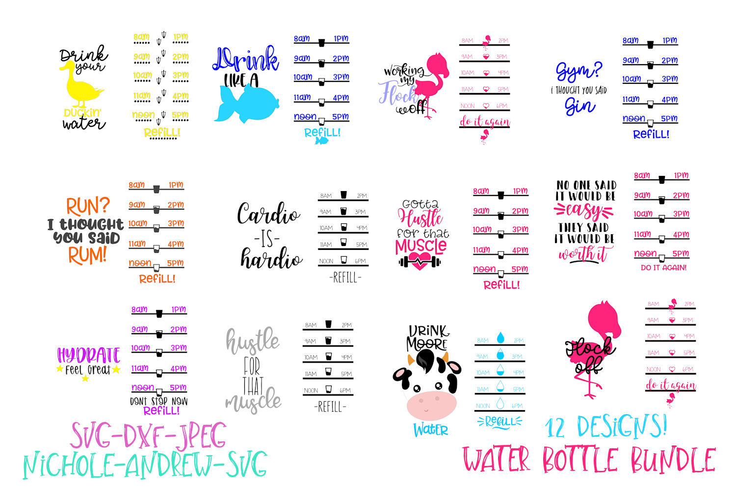 Water bottle svg bundle, Water bottle tracker svg
