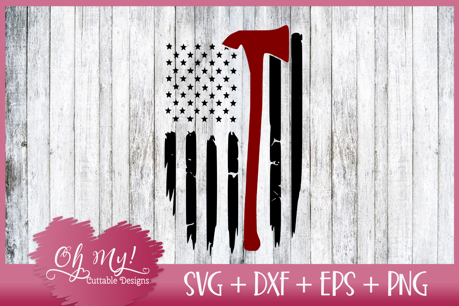 Download Distresses Flag with Axe - SVG DXF EPS PNG Cutting File ...