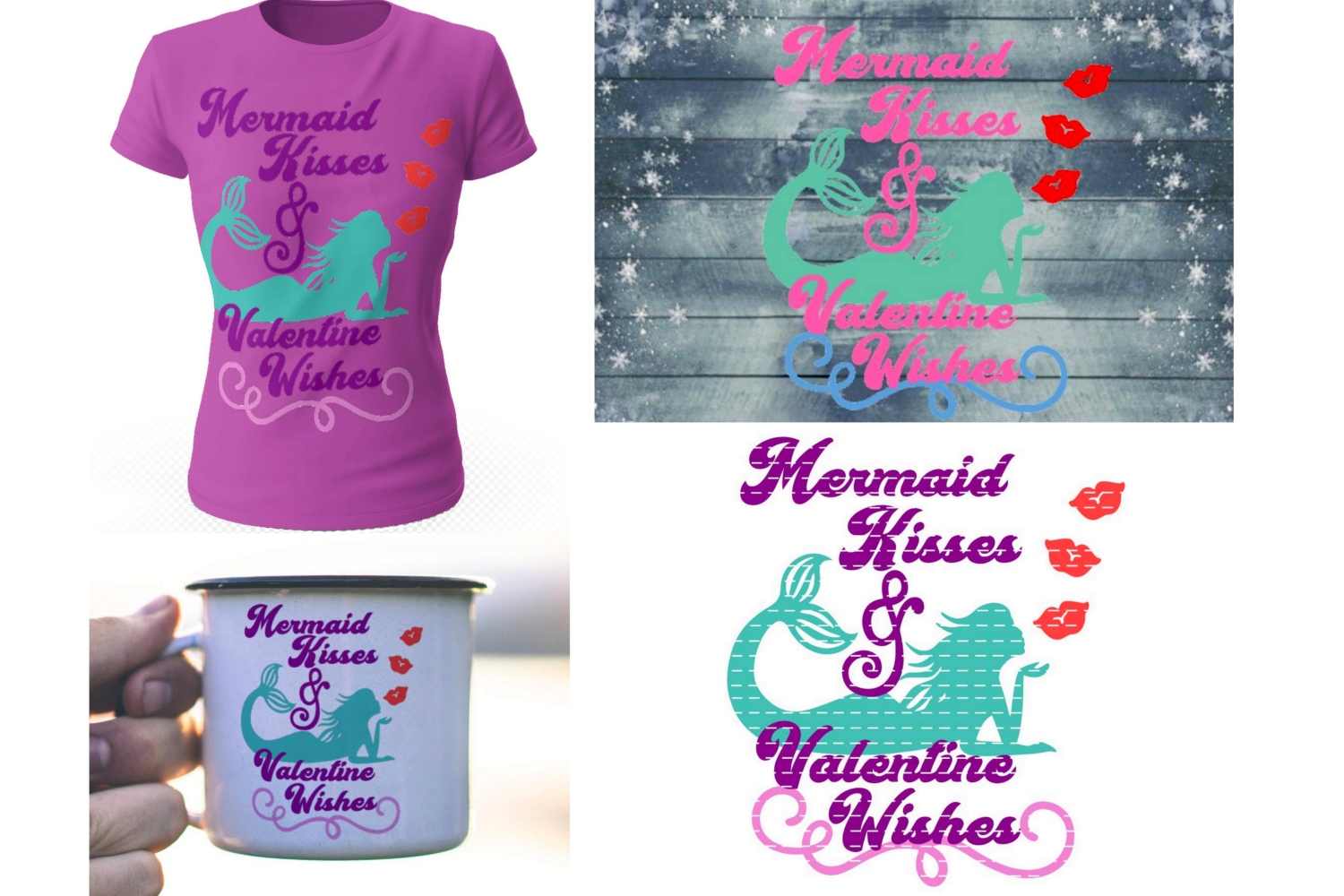 Download Mermaid Kisses Valentine Wishes #02 SVG Cut File