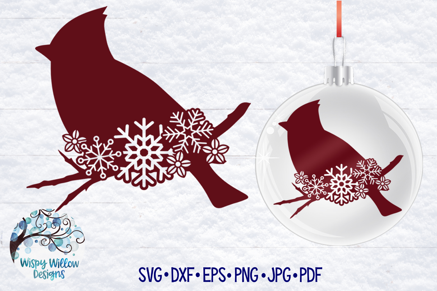 Winter Cardinal SVG | Cardinal with Snowflakes SVG Cut File (296167