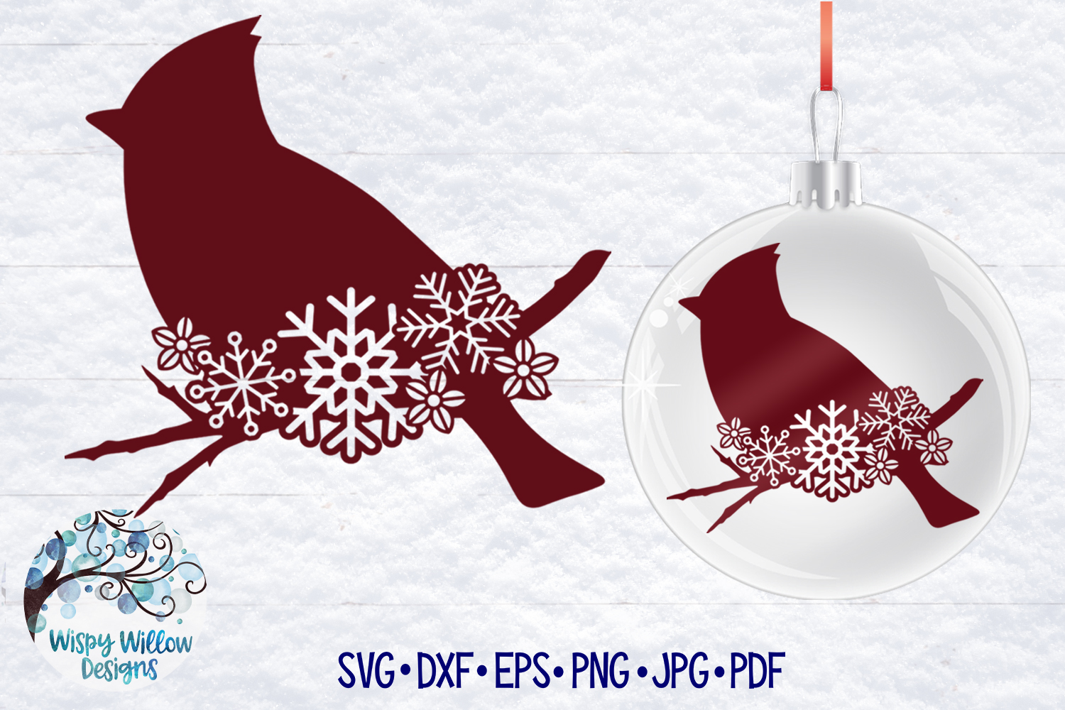 Winter Cardinal Svg Cardinal With Snowflakes Svg Cut File