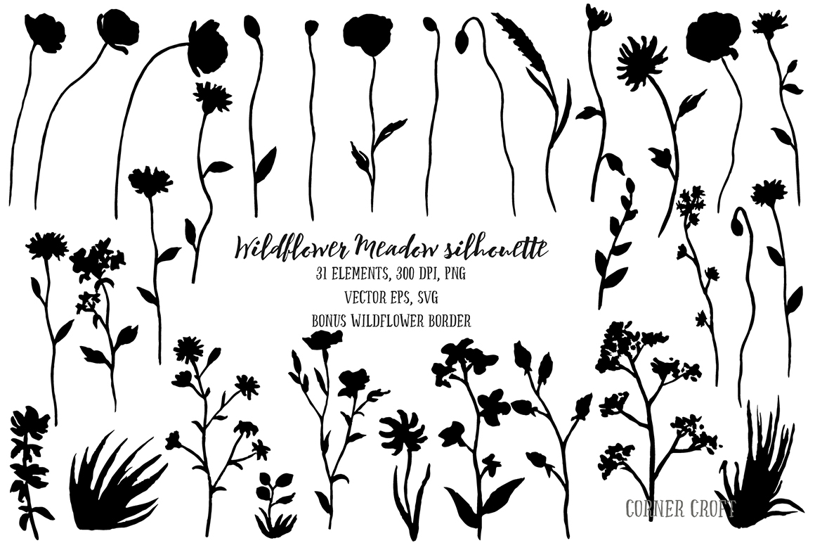 Download Wildflower meadow illustration silhouette, PNG, SVG and EPS