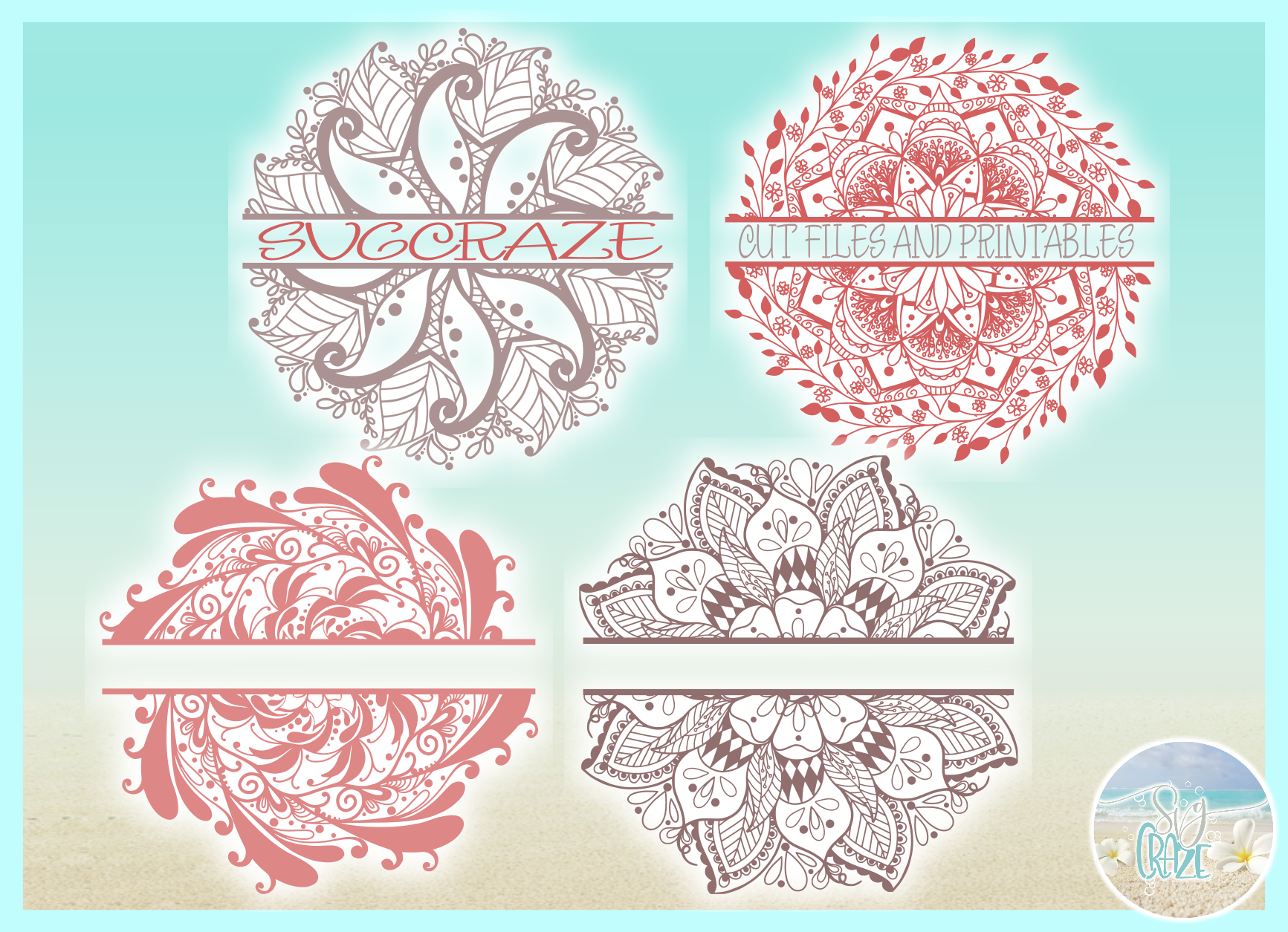 Download Hand Drawn Mandala Zentangle Split Frame Bundle SVG ...