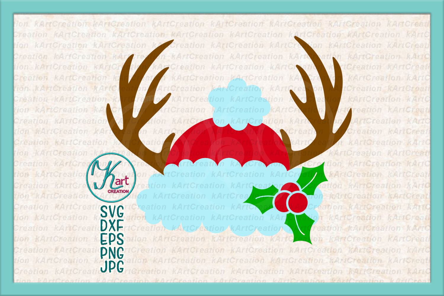 Download Deer antlers Christmas Santa hat with antlers monogram svg ...