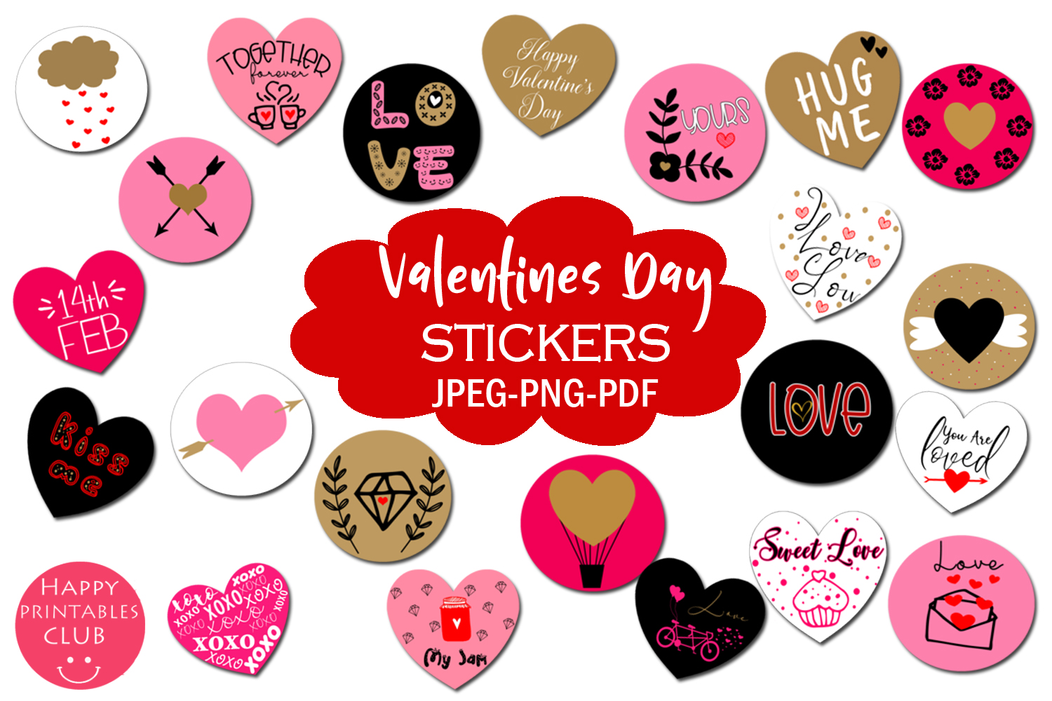 Valentines Day Stickers Cute Stickers Valentines Day
