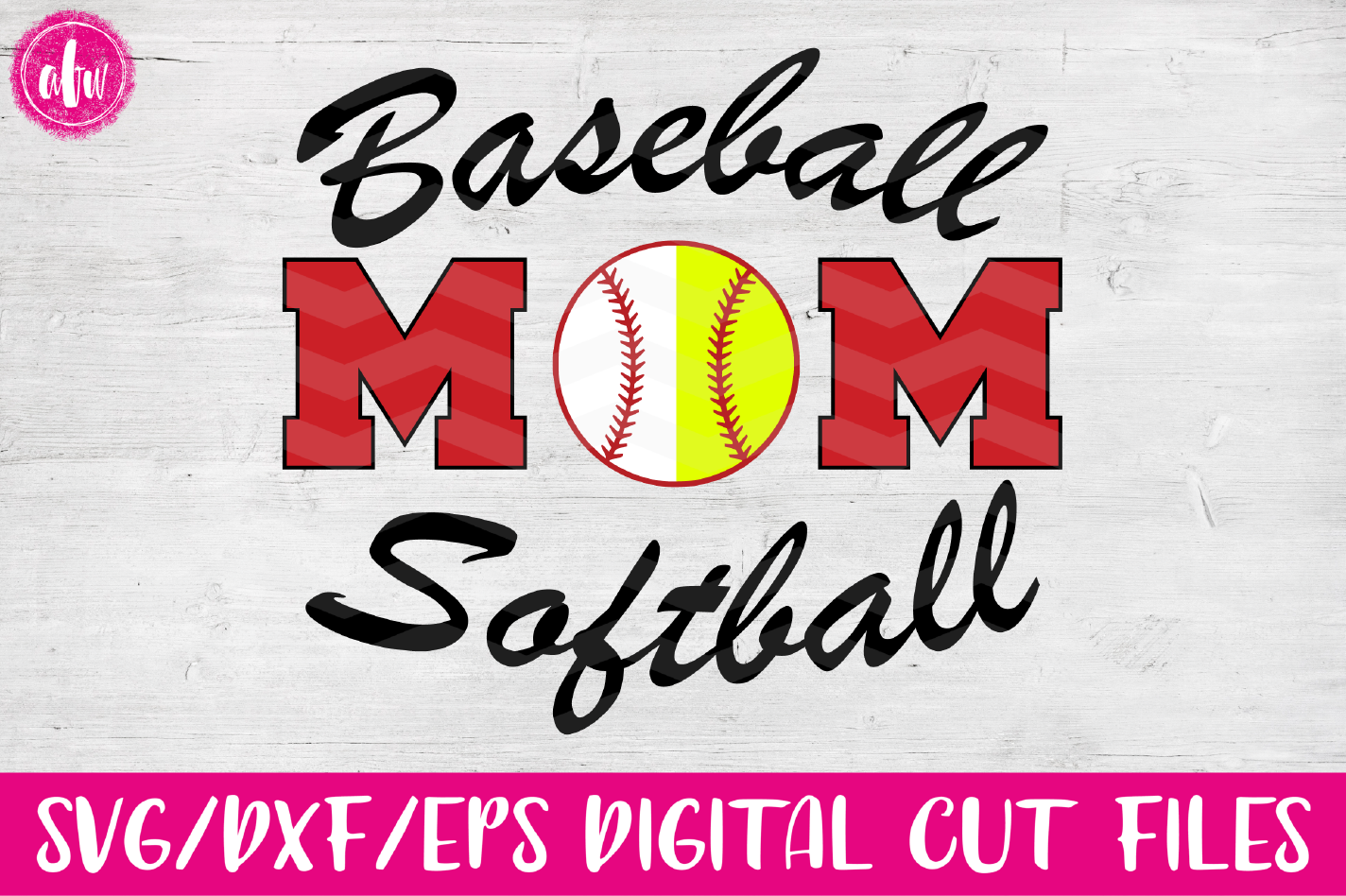 Baseball Softball Mom - SVG, DXF, EPS Cut Files (15323) | SVGs | Design