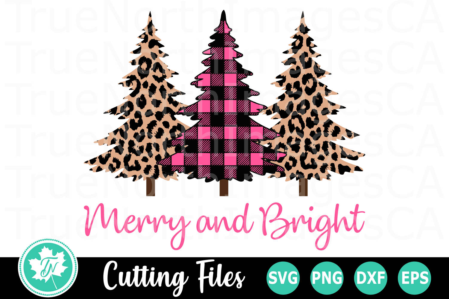 Download Merry and Bright Pink Trees - A Christmas SVG Cut File