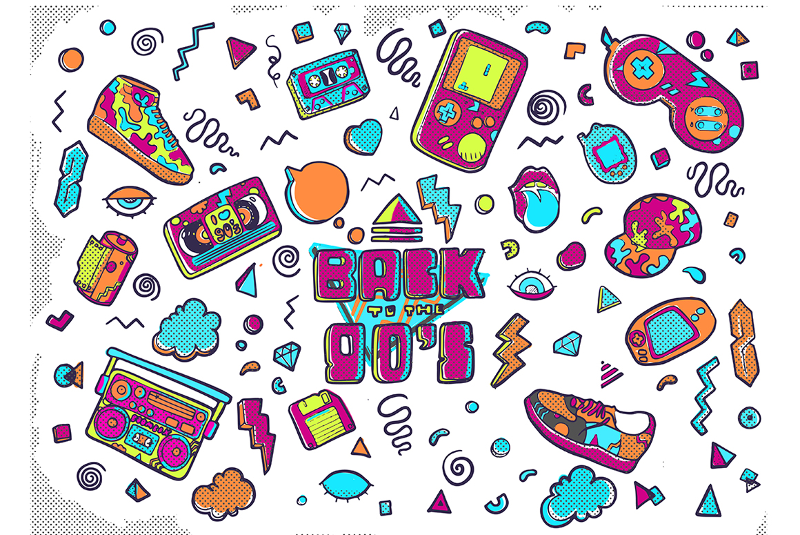 Back To The 90s Graphic Clipart
