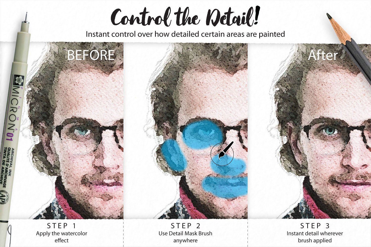 Download Realistic Watercolor Portrait Effect for Photoshop (139408) | Add ons | Design Bundles