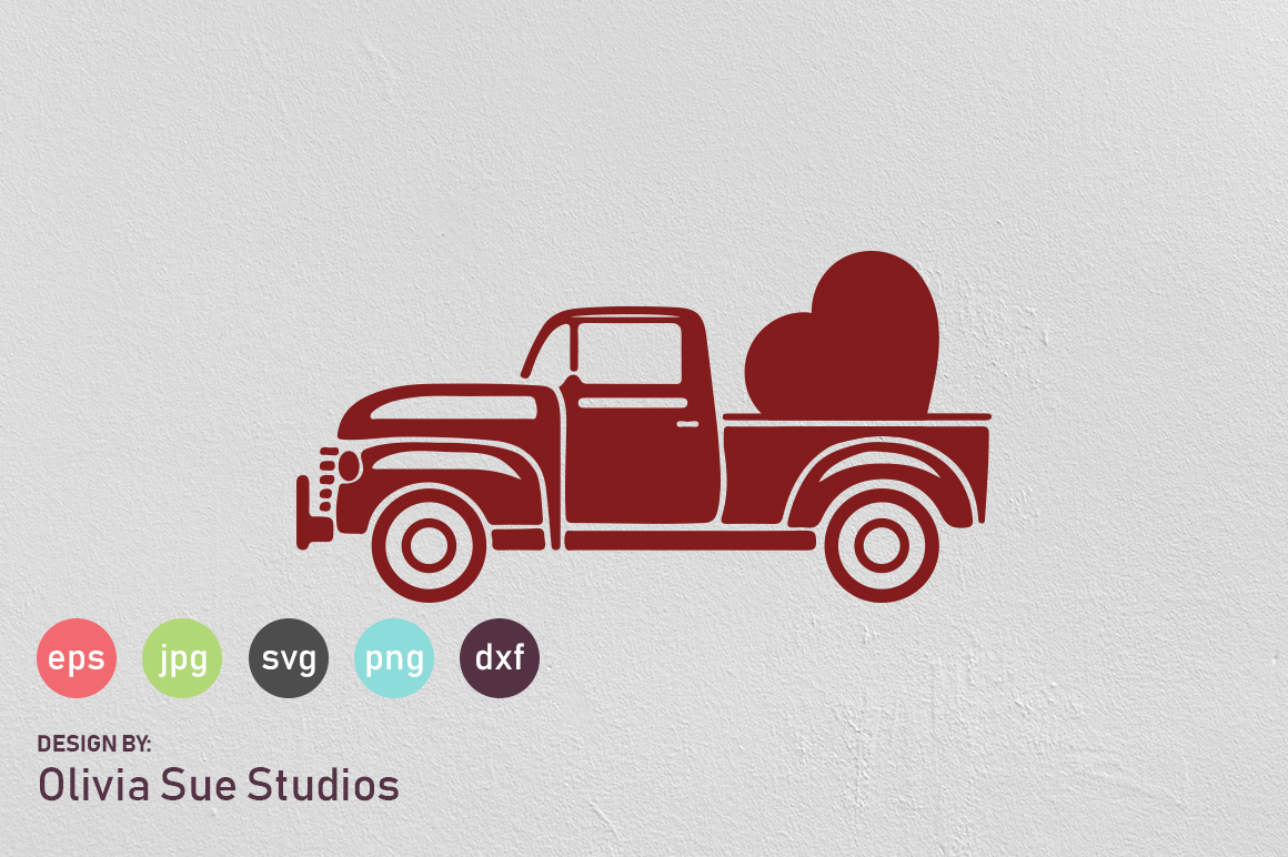 Vintage Valentines Truck SVG Cut File