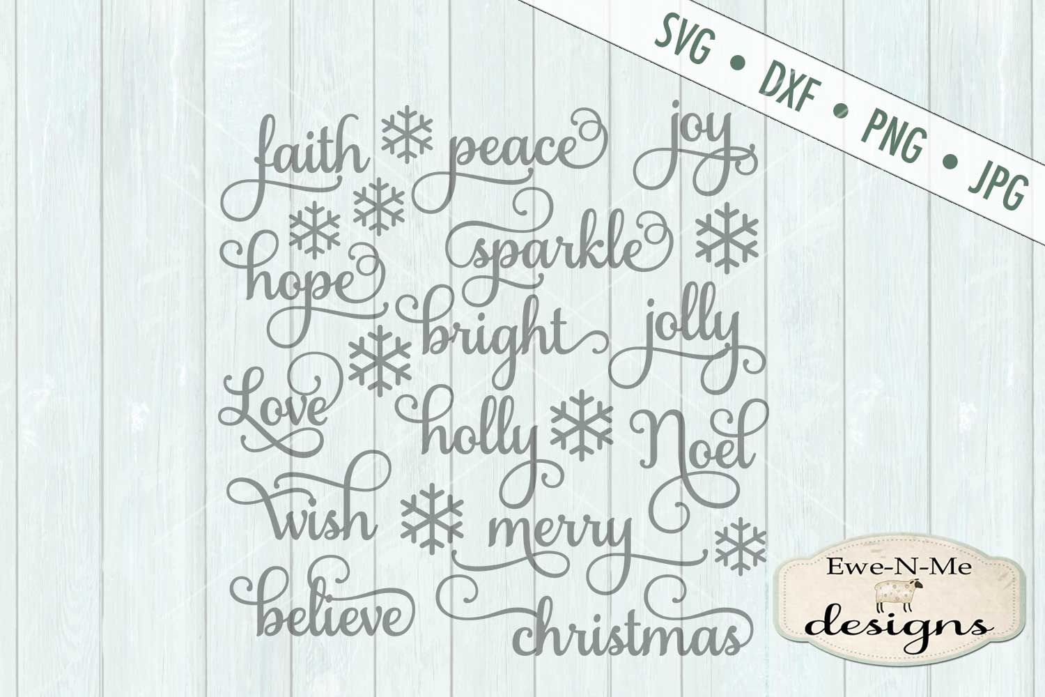 Download Holiday Words and Snowflakes SVG DXF Files (219618) | Cut ...