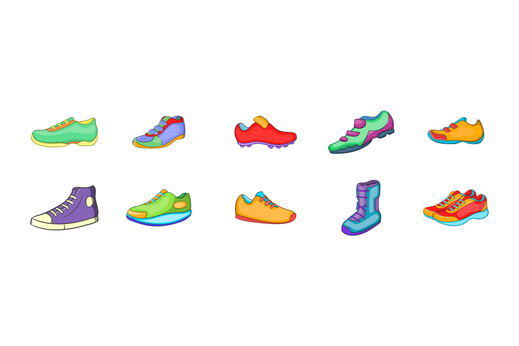 Sport shoes icon set, cartoon style (374733) | Illustrations | Design