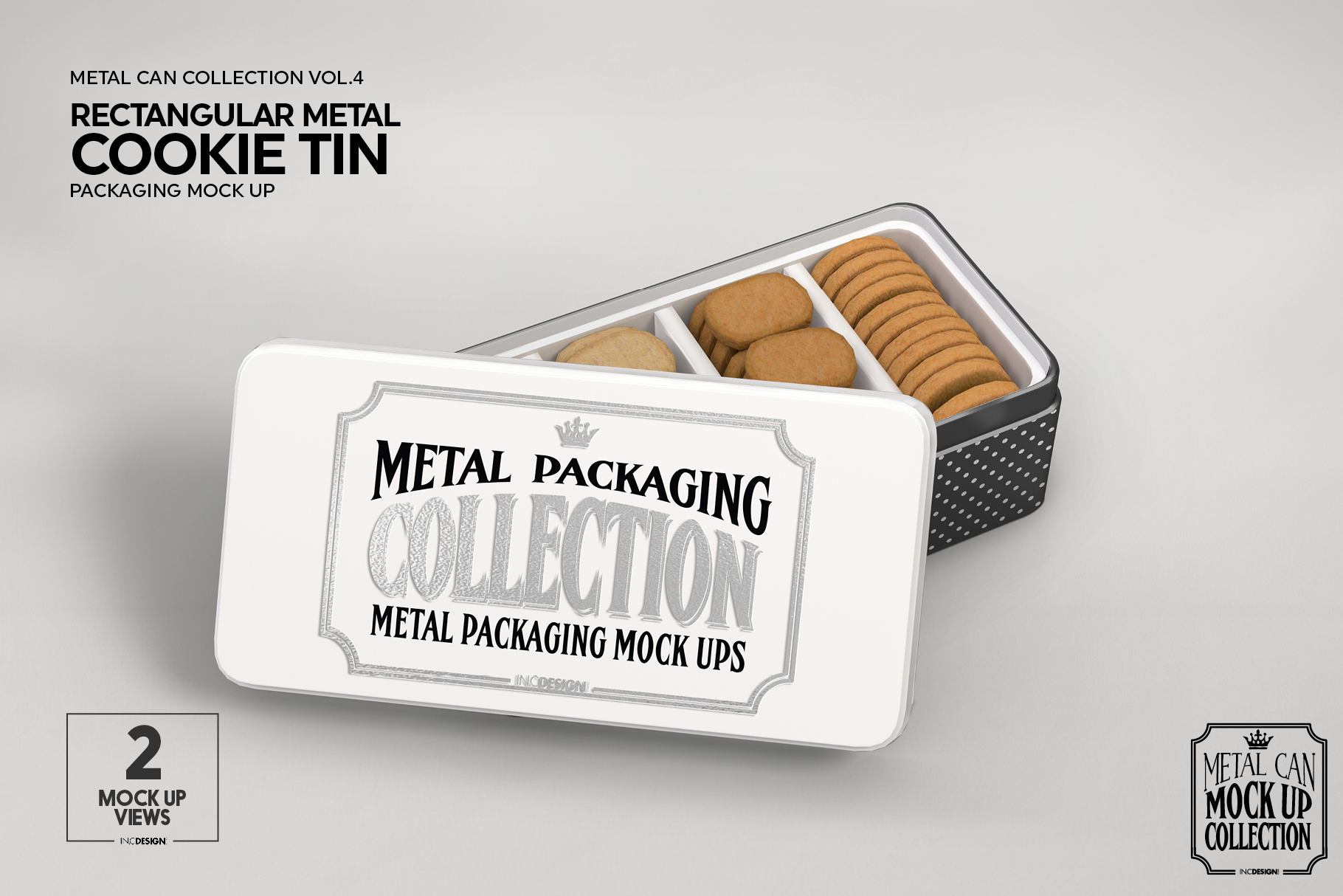 Metal Rectangular Cookie Tin Packaging Mockup (277189) | Branding | Design Bundles