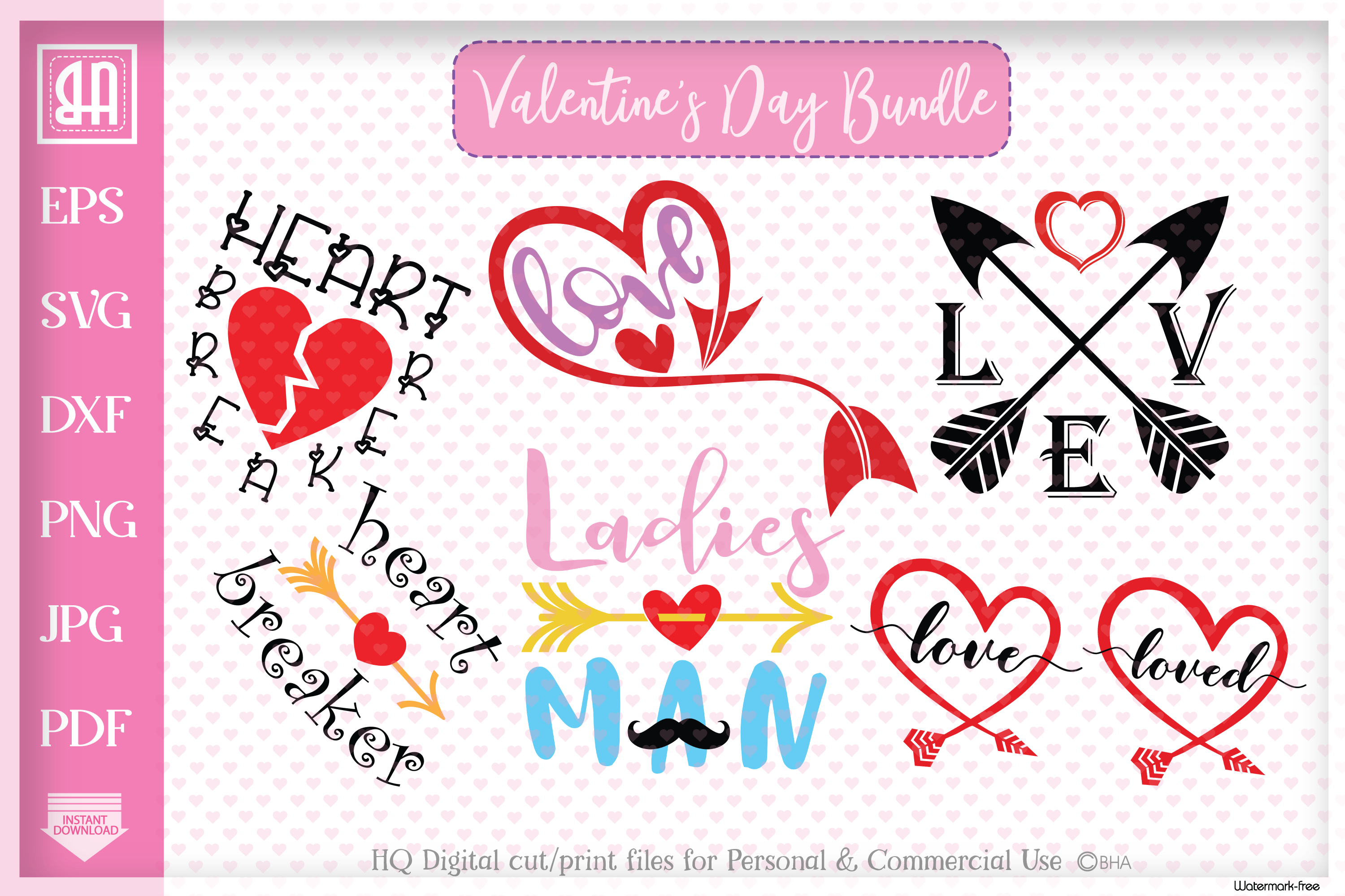 Download Valentine's day bundle SVG, 9 Valentine's day designs Bundle