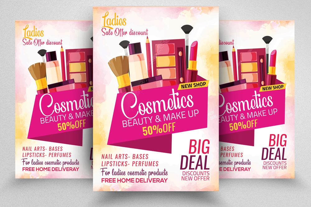 Cosmetics Disscount Offer Flyer Template