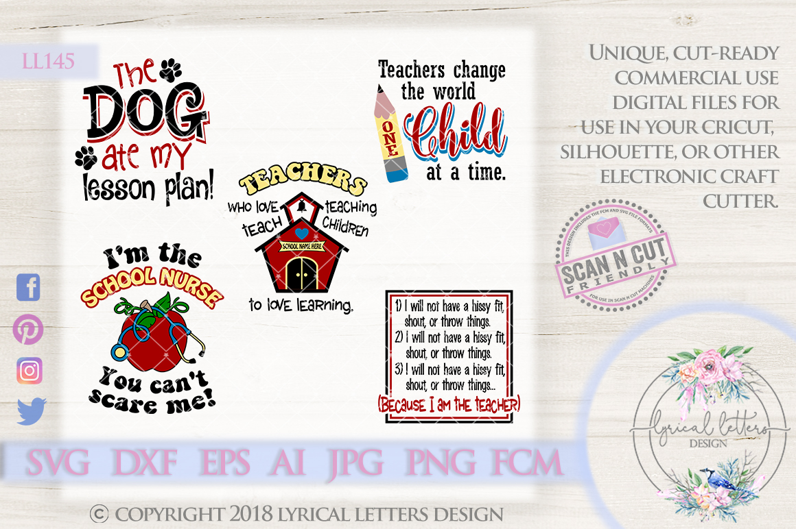 Download Teacher Bundle of 5 SVG Cut Files LL145 (111033) | SVGs ...