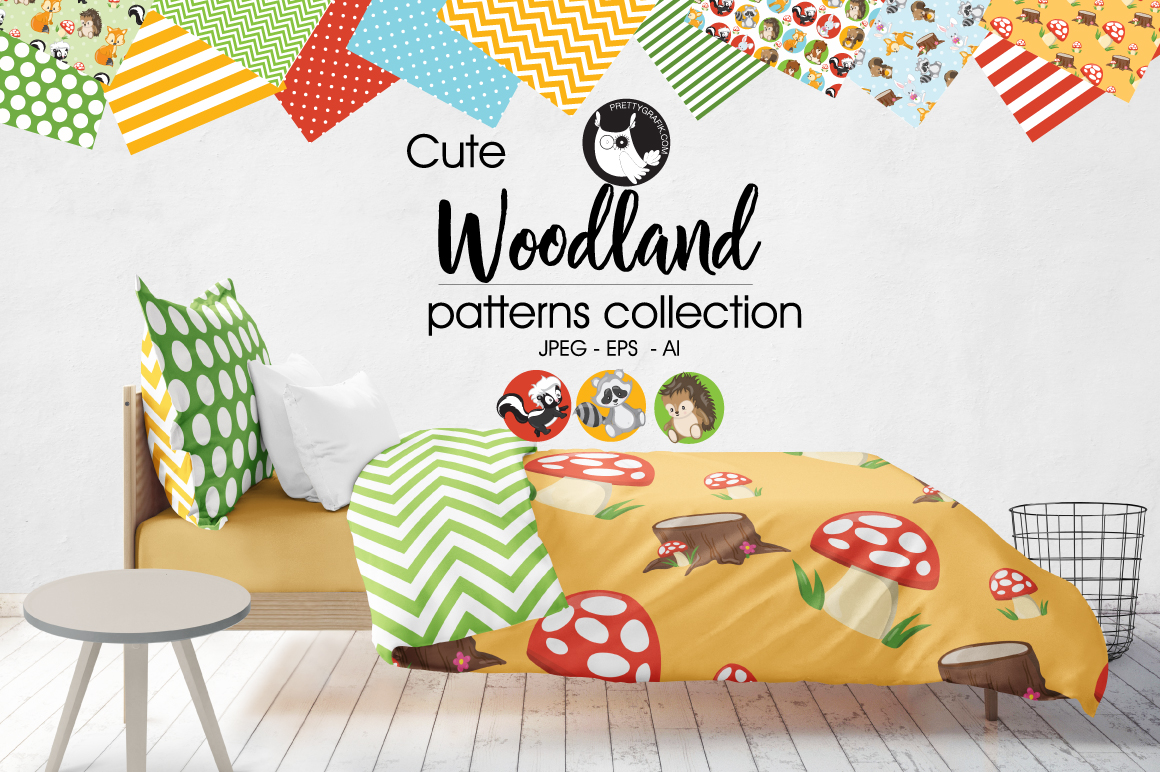 WOODLAND, digital papers (40219) Patterns Design Bundles