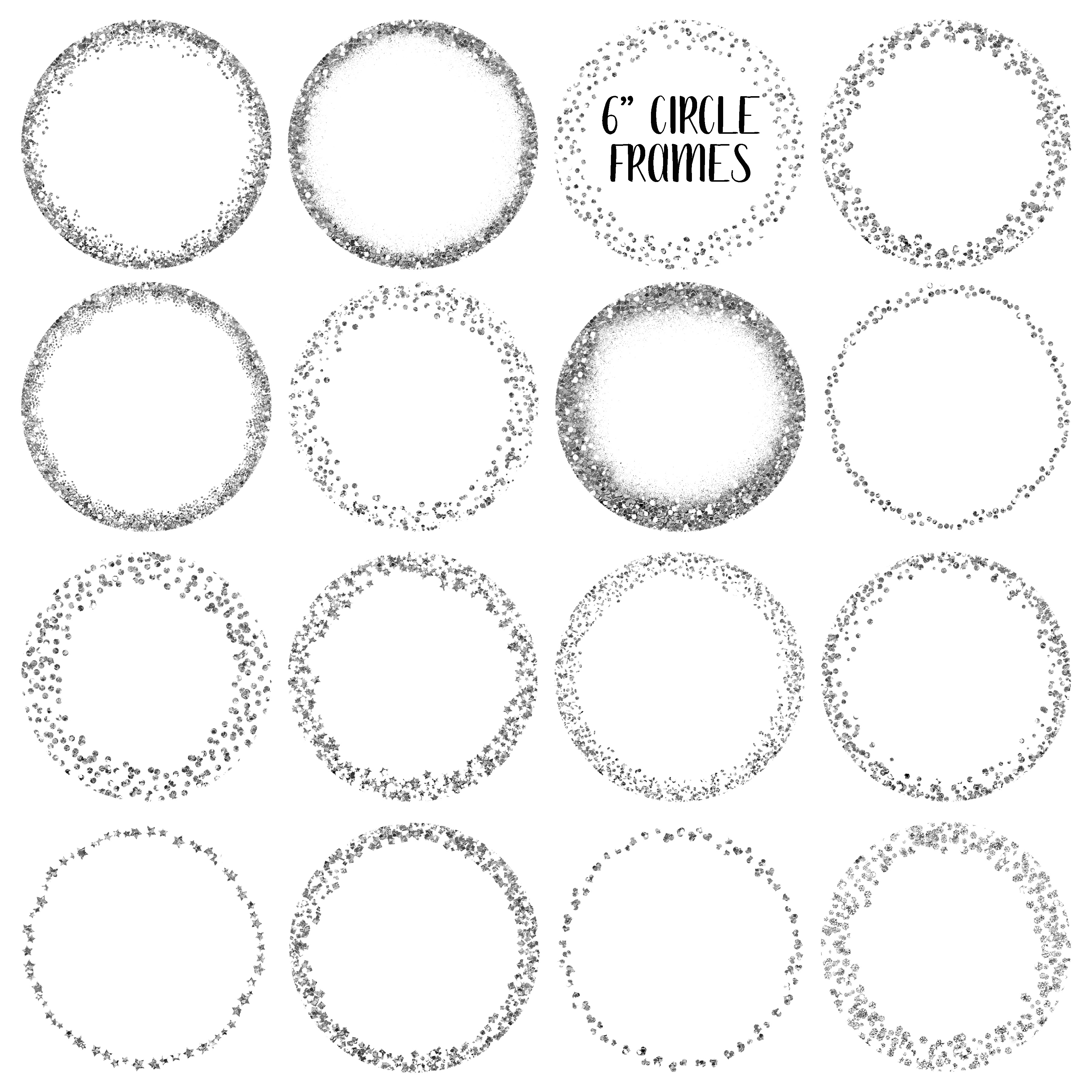 Download Silver Glitter Frames and Borders PNG Clipart Bundle