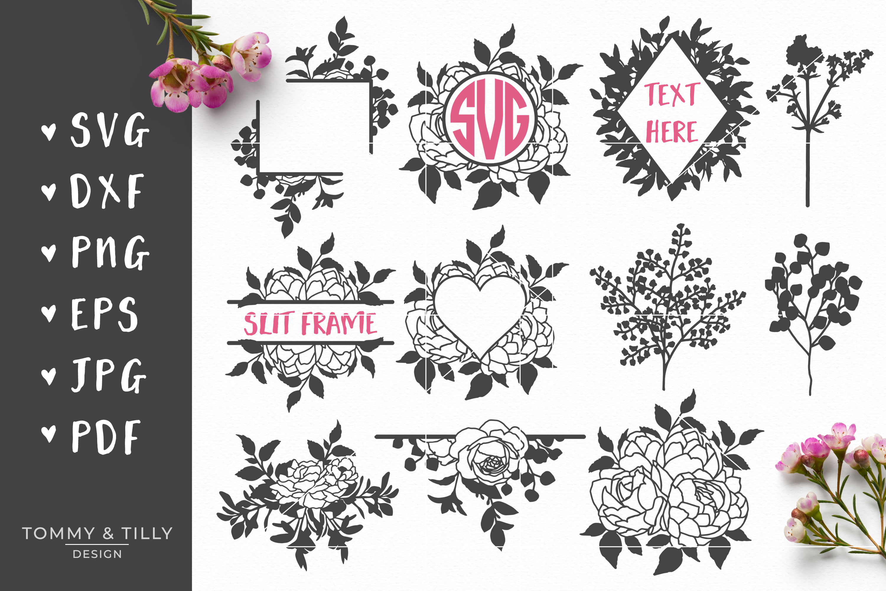 Floral Mega Bundle - SVG DXF PNG EPS JPG PDF Cut Files