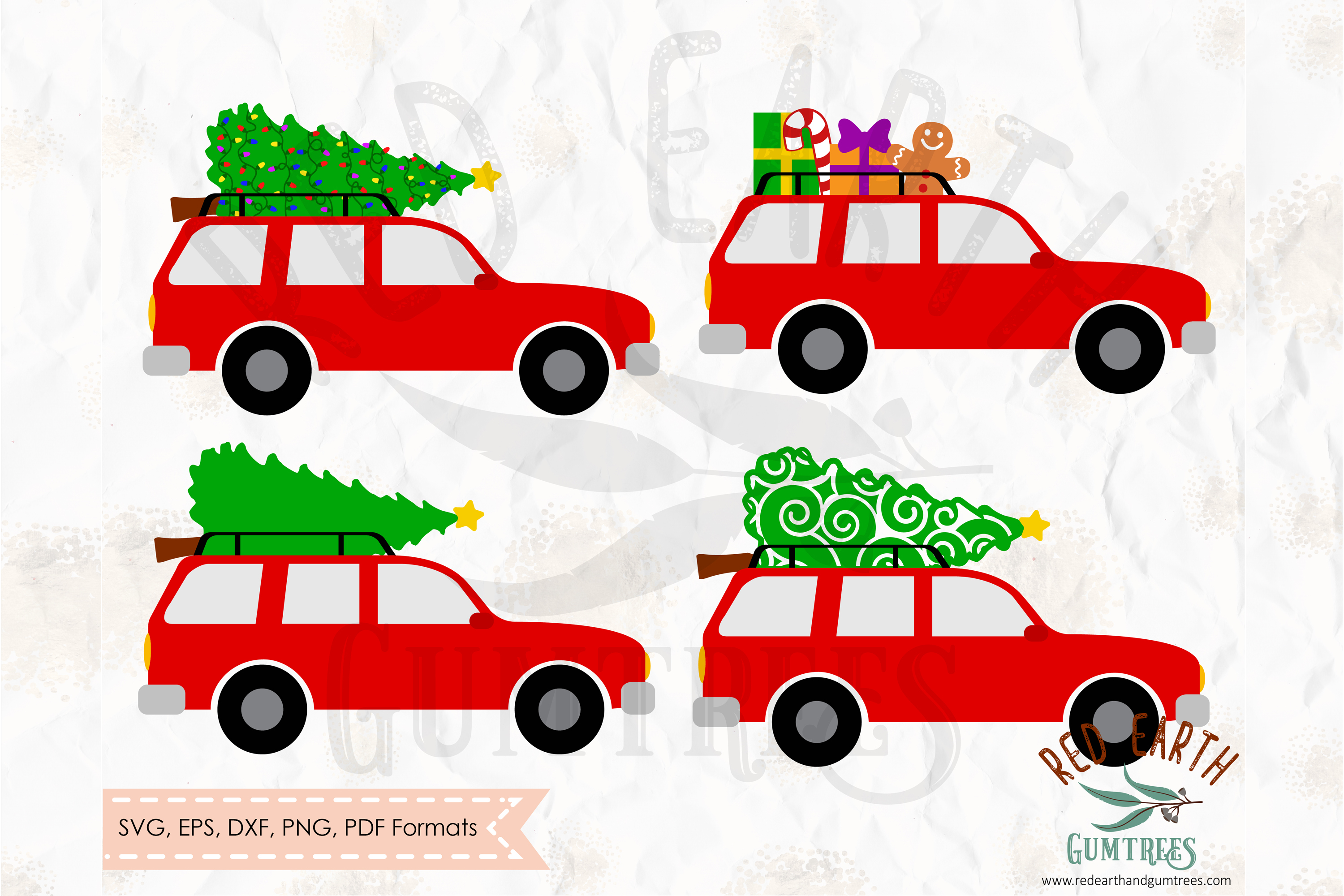 Christmas cars bundle, christmas tree in SVG,DXF,PNG,EPS,PDF (175022