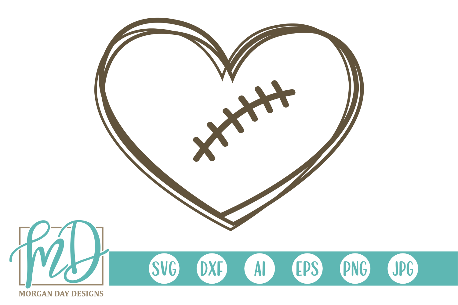 Football Heart - Football SVG, DXF, AI, EPS, PNG, JPEG