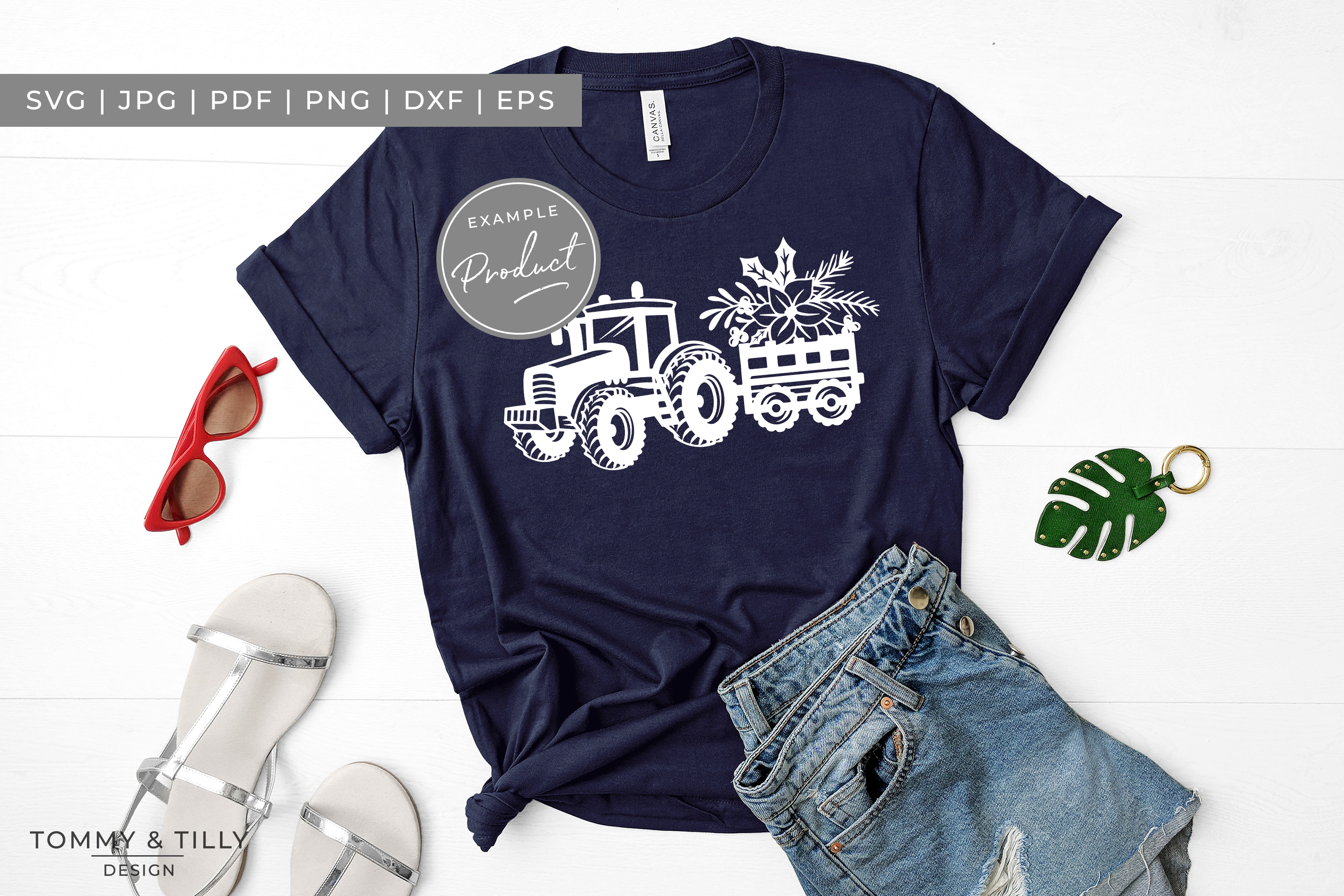 Christmas Foliage Tractor - SVG EPS DXF PNG PDF JPG
