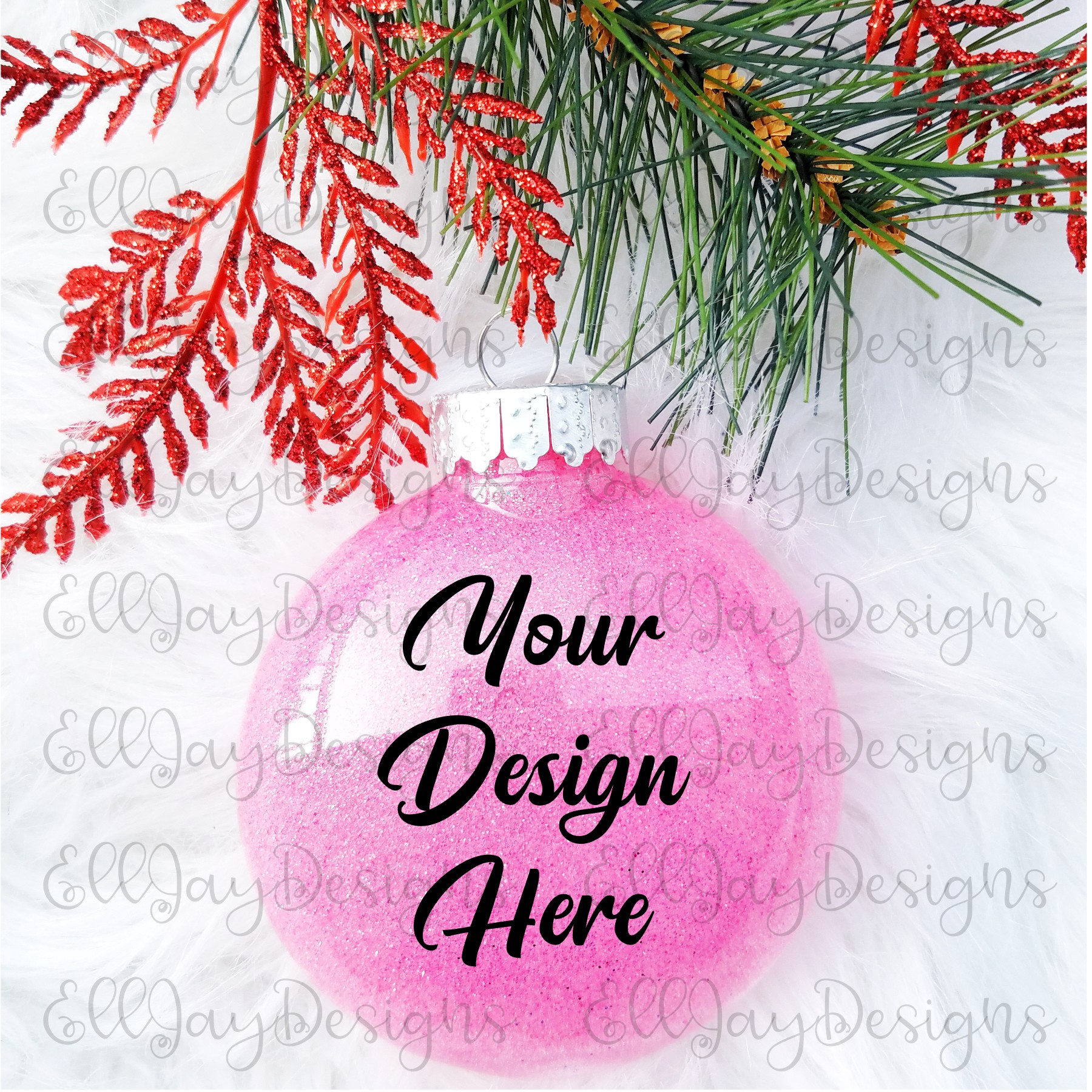 Download Pink Christmas Glitter Ornament Mock up (356397) | Mock ...