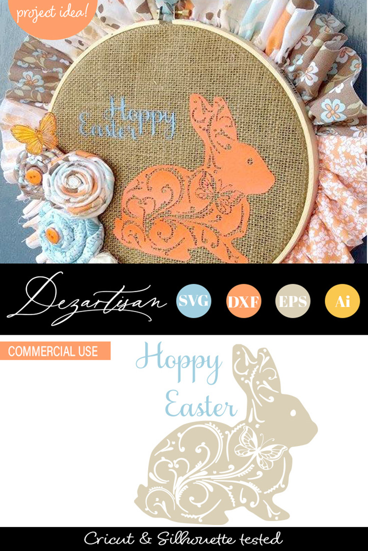 Download Hoppy Easter Filigree Bunny SVG DXF cut file